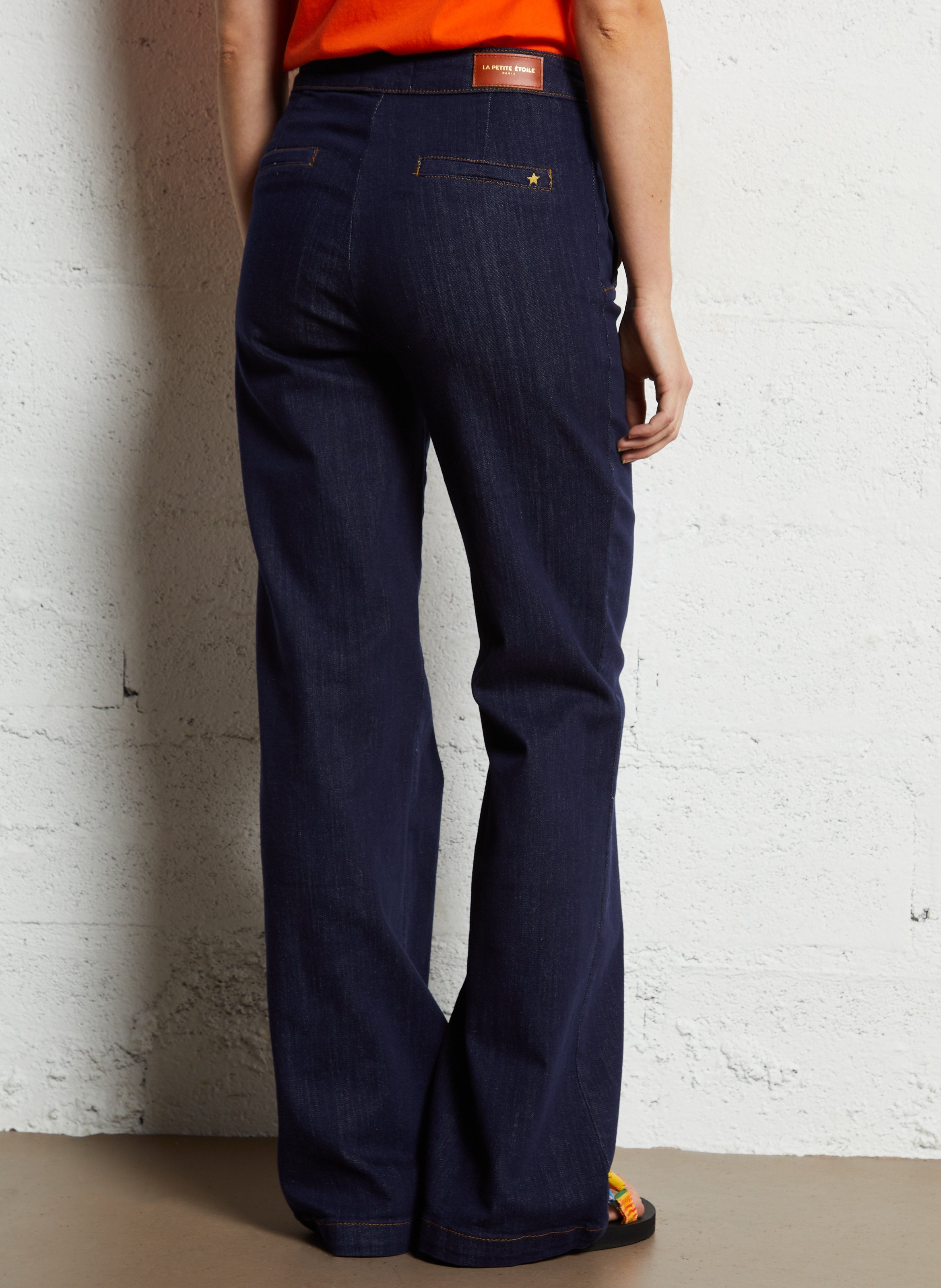 Jean droit taille haute boutonné en coton mélangé LA PETITE ETOILE Bleu