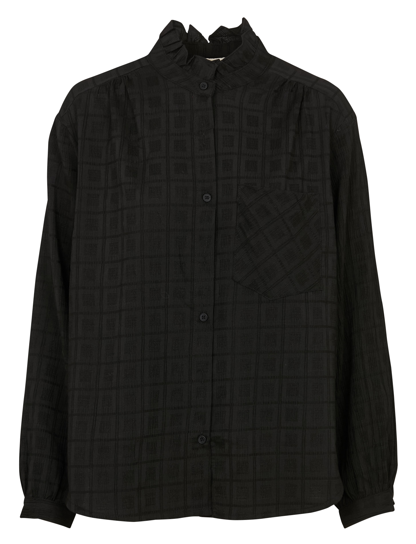 Chemise oversize col mao volanté SEE U SOON Noir