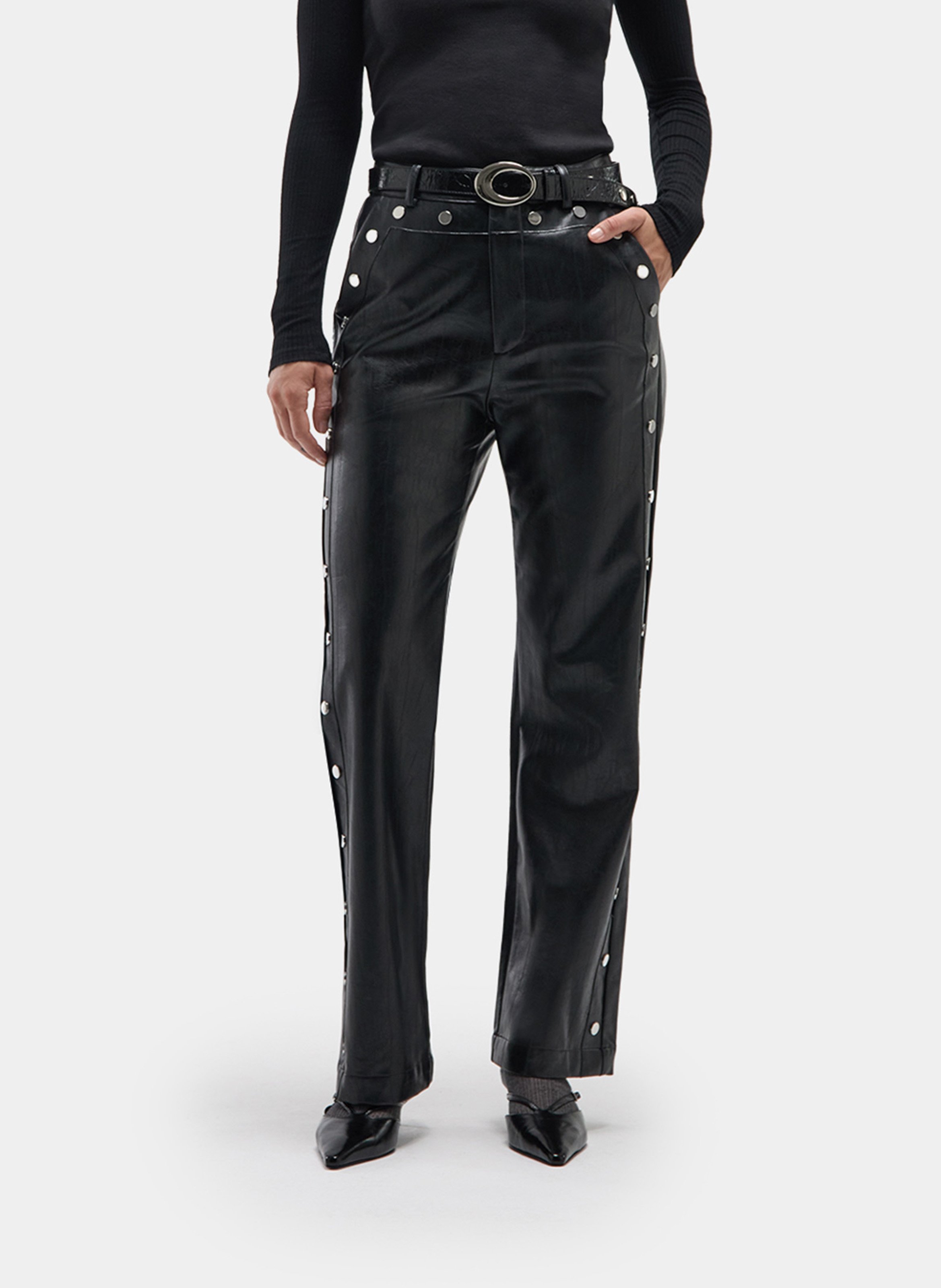 Leather-effect straight-leg pants LAAGAM Black