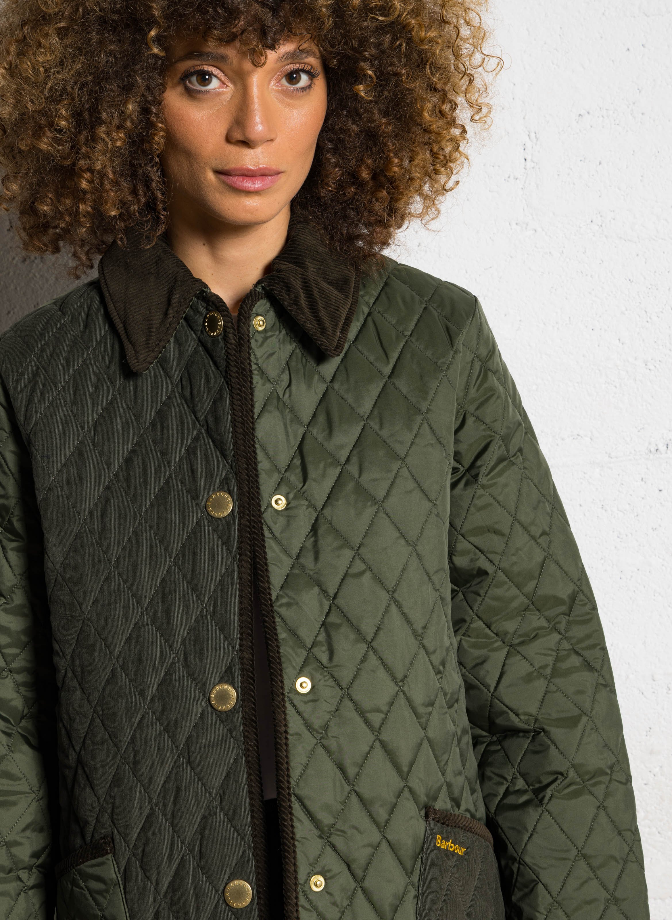 Veste droite matelassée col classique  BARBOUR Kaki