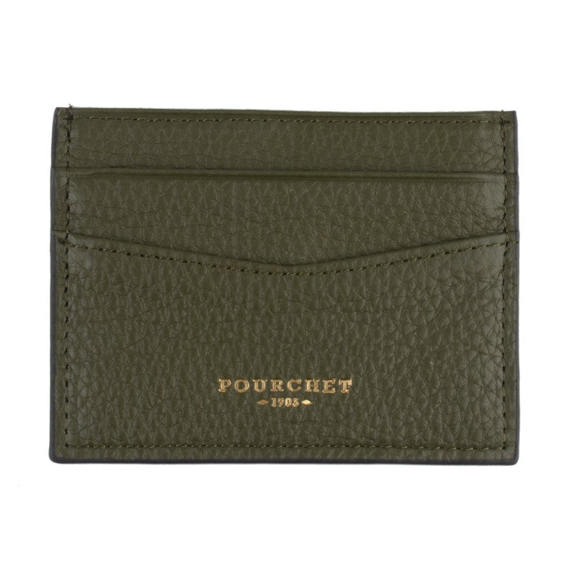 Card holder - cowhide leather POURCHET Khaki