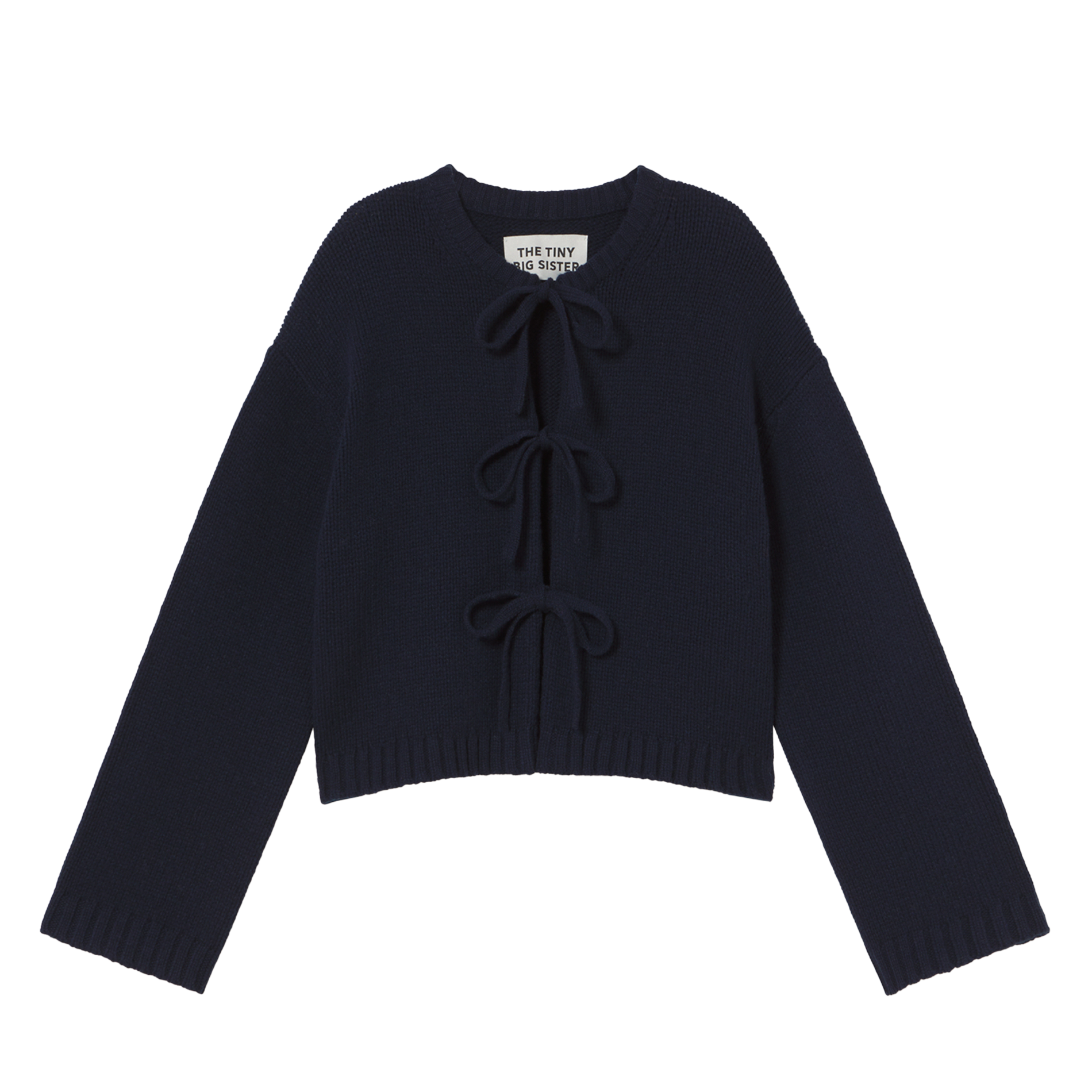 Gilet col rond en laine THE TINY BIG SISTER Bleu