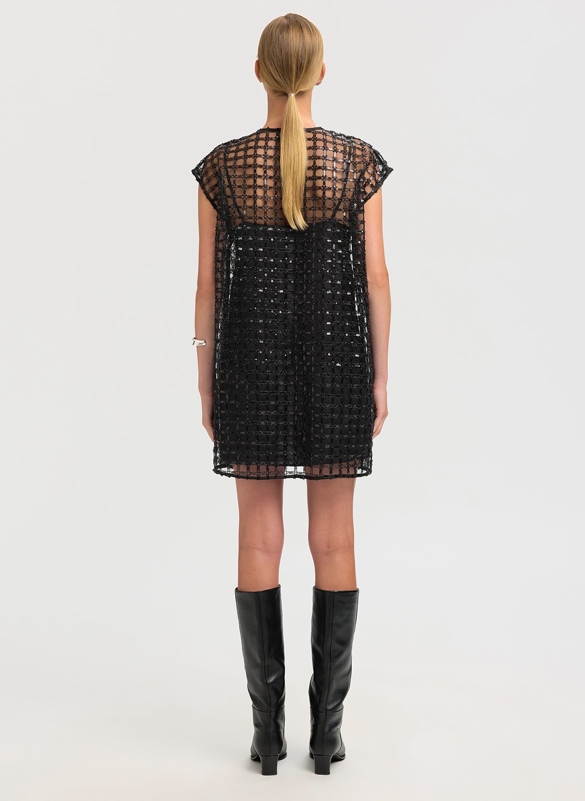 Short dress with rhinestones SELECTED Black