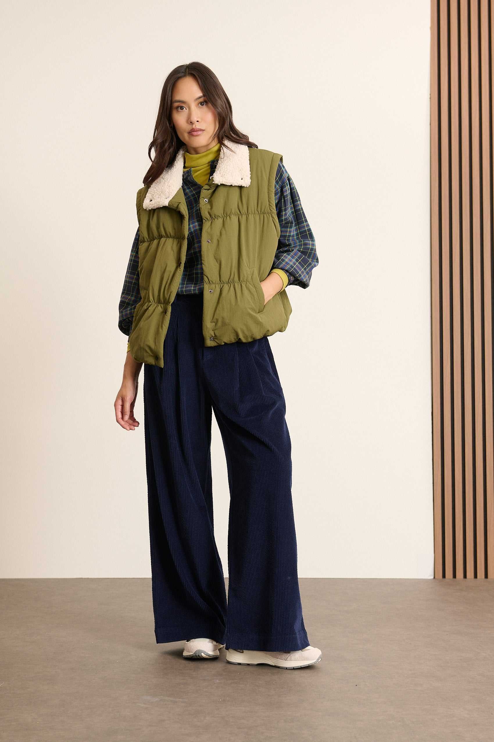 Sleeveless jacket with sherpa collar GARANCE PARIS Green