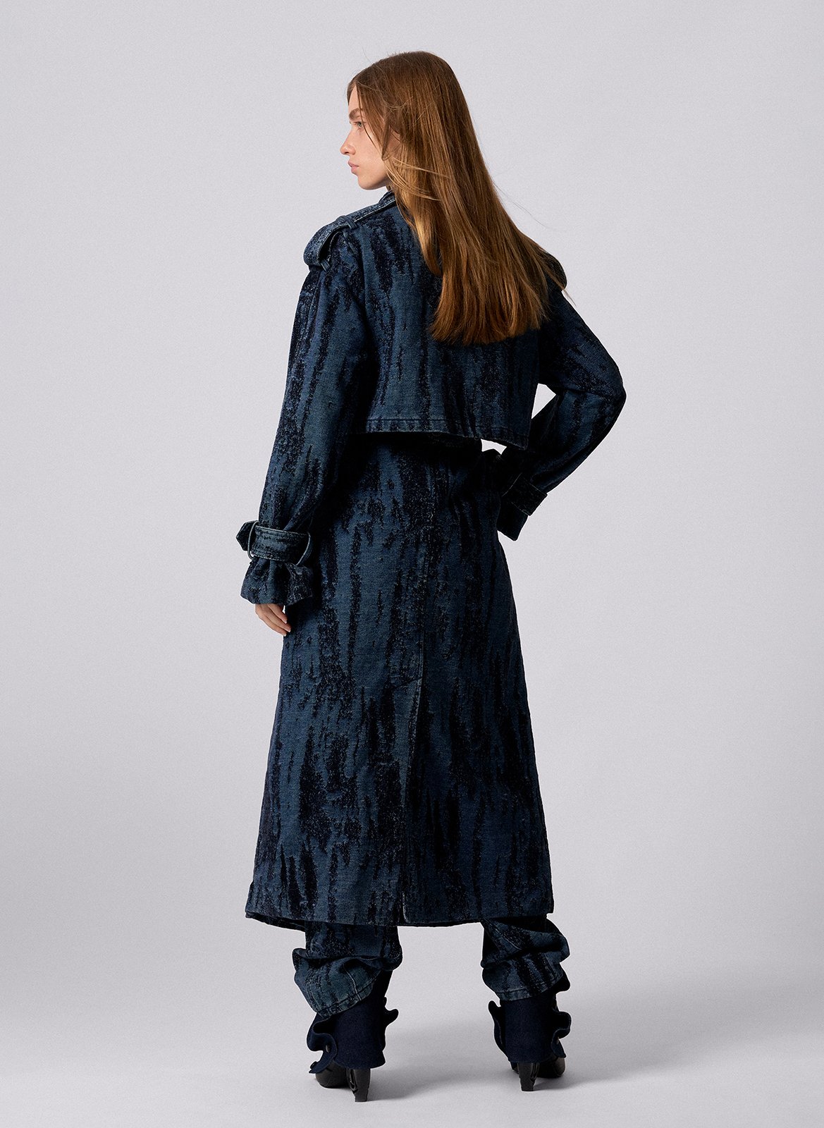 Trench long ceinturé effet usé DESIGUAL Bleu