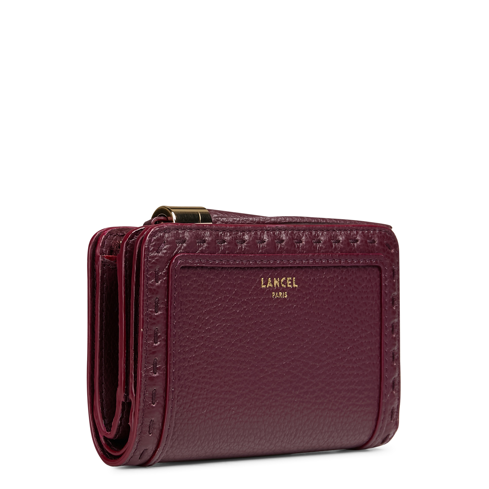 Portefeuille en cuir de vachette grainé LANCEL Prune