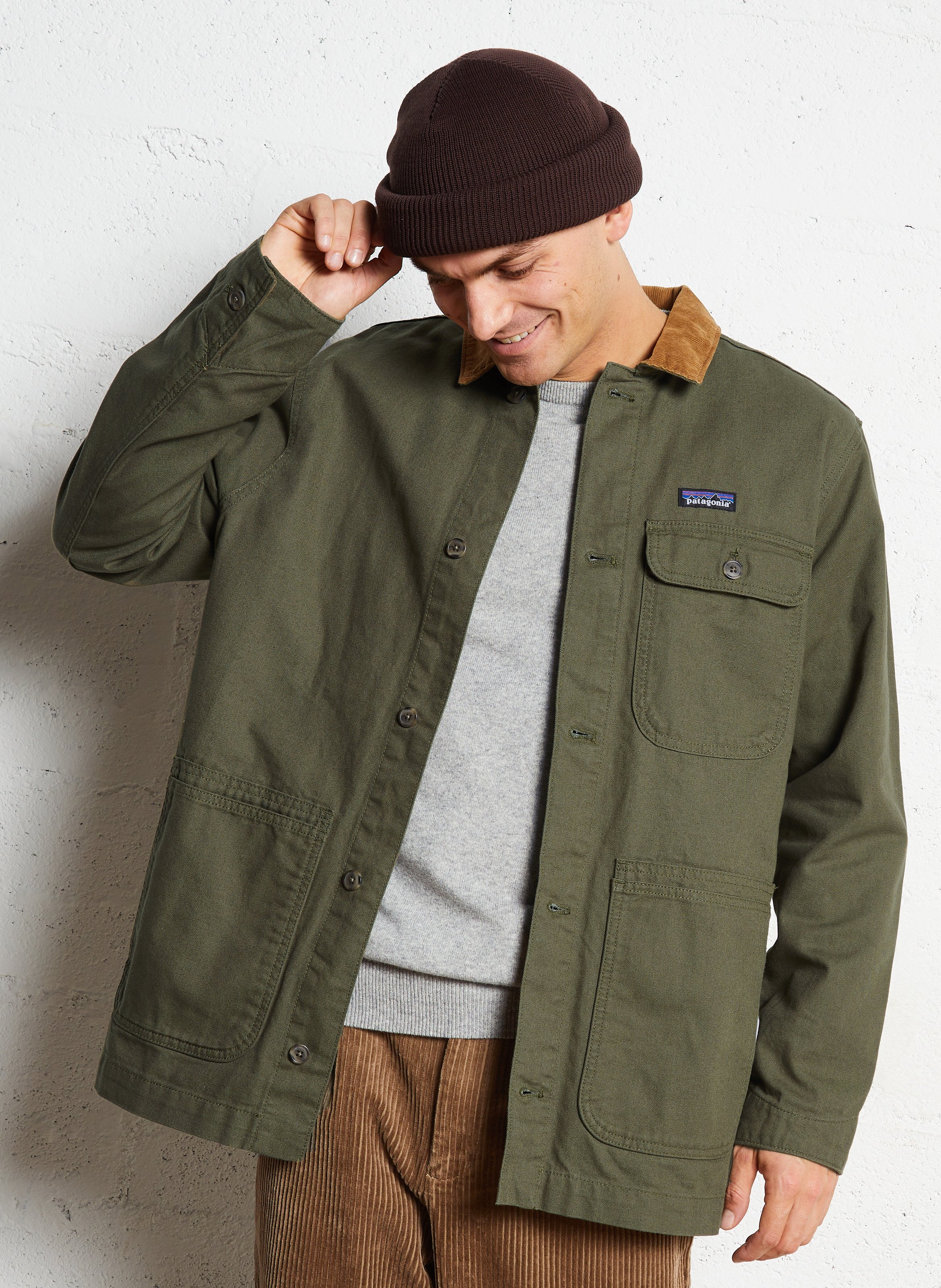 Jacket with classic collar in organic cotton PATAGONIA Green