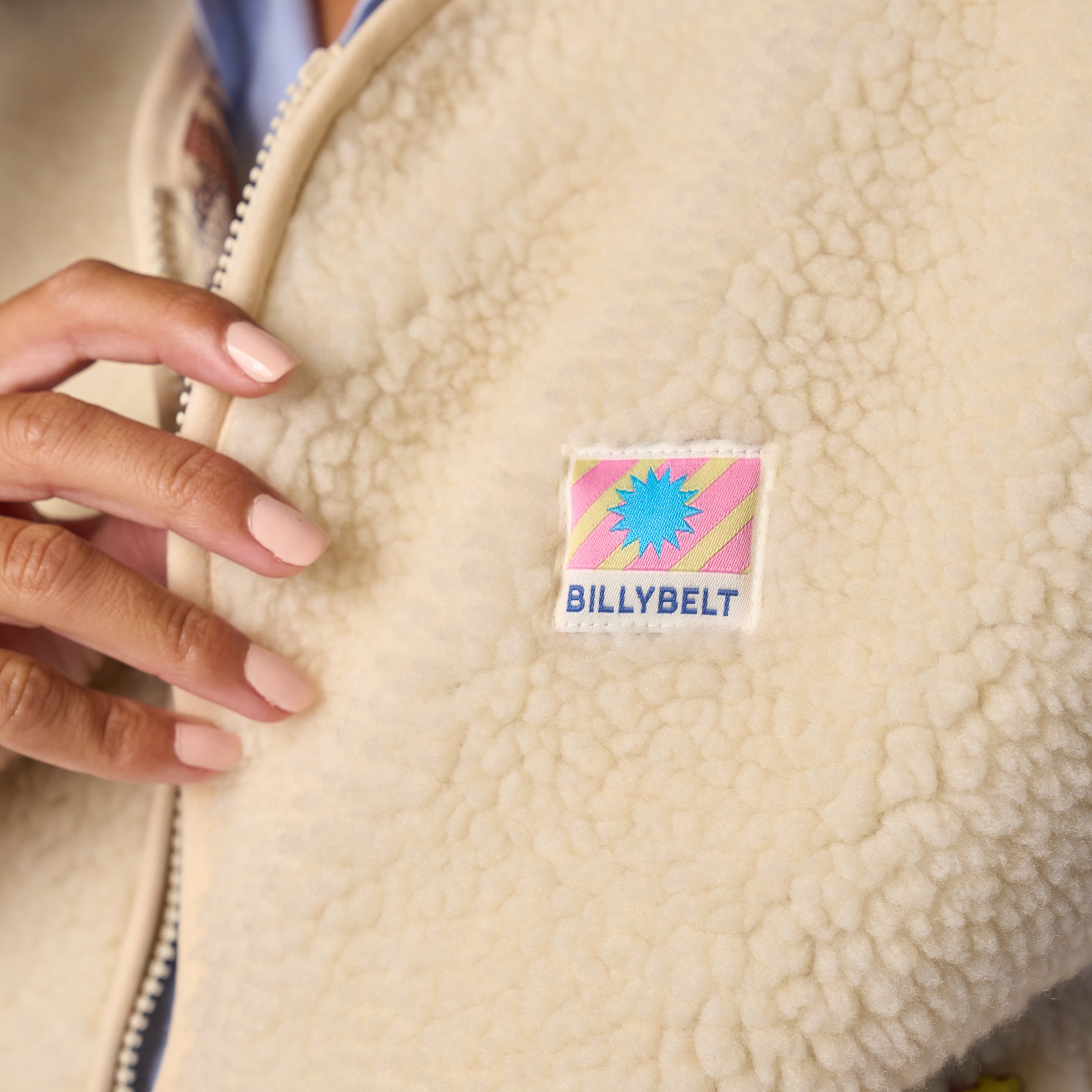 Sleeveless Sherpa Zip-Up Vest BILLYBELT Beige