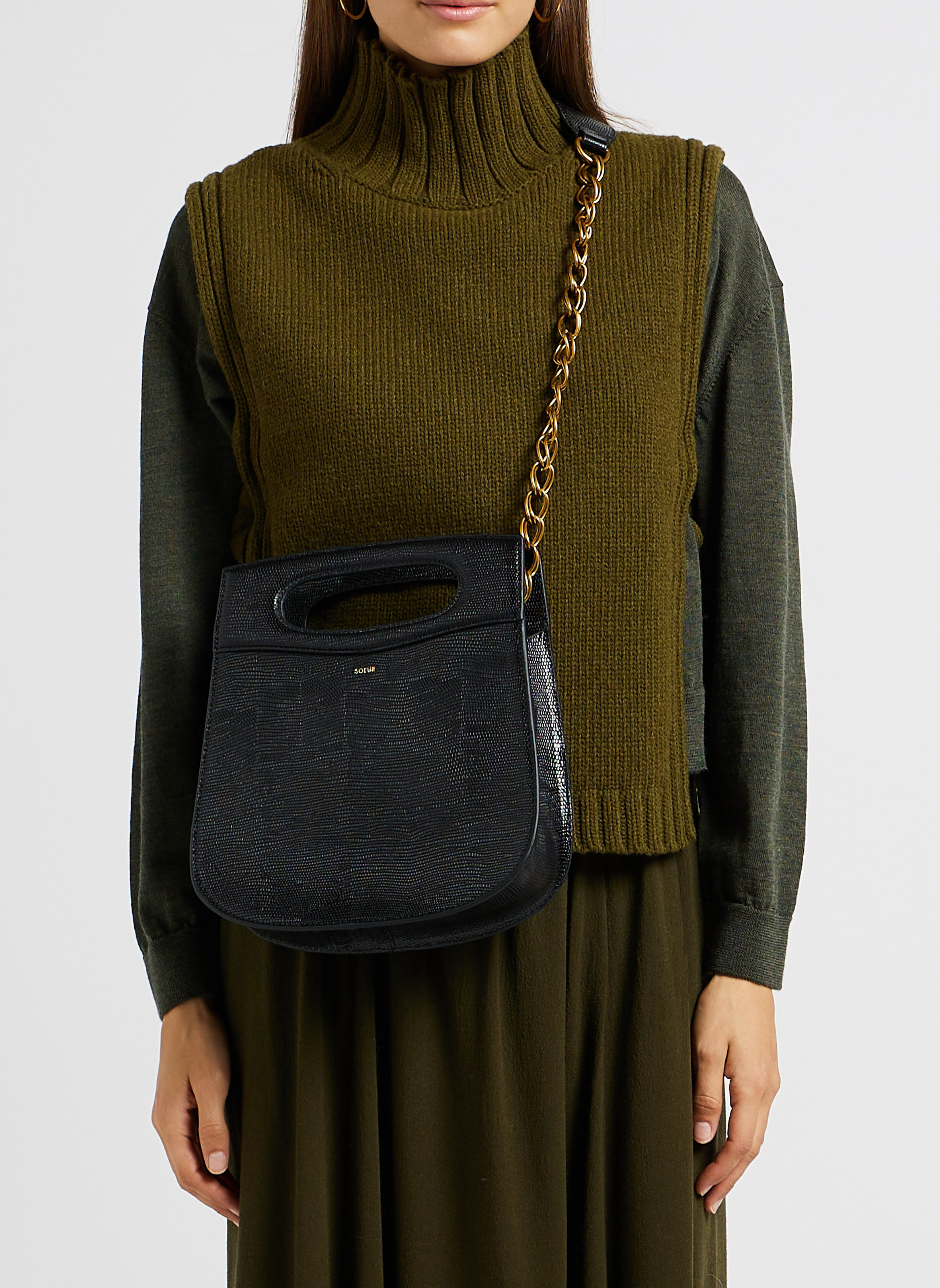 Sac bandoulière en cuir  SOEUR Noir