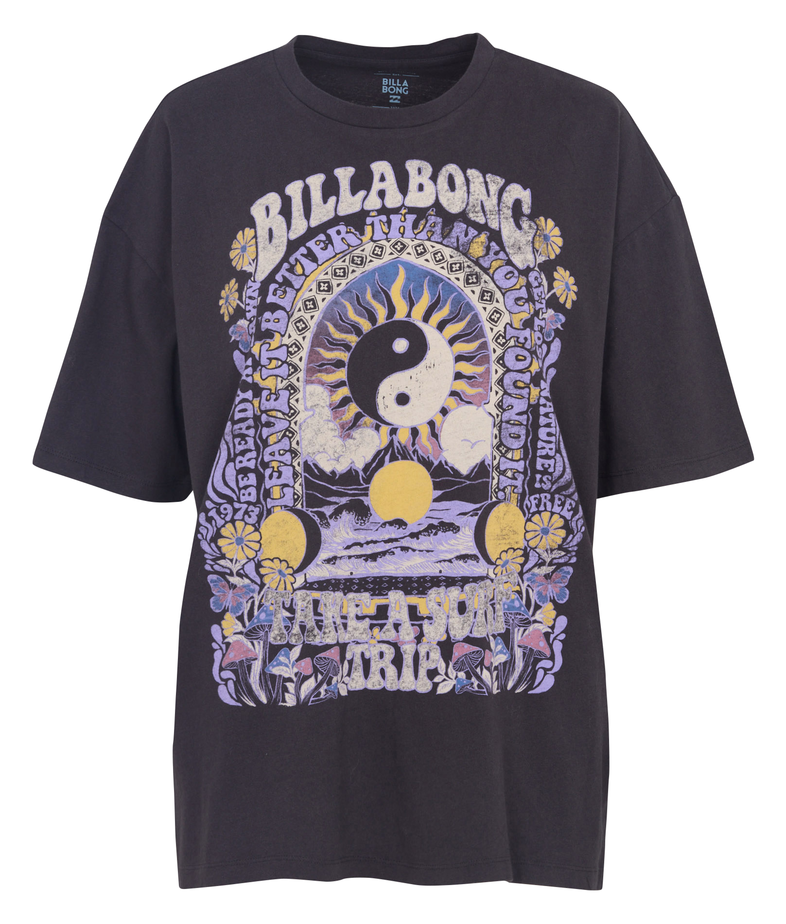 Loose-fit printed cotton T-shirt with round neck BILLABONG Black