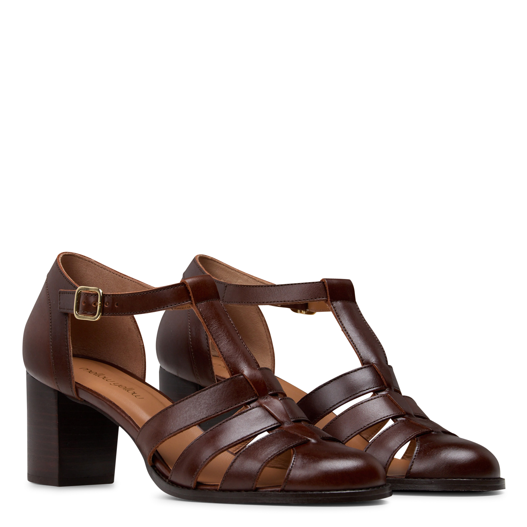 Hoge, suède sandalen MELLOW YELLOW Bruin