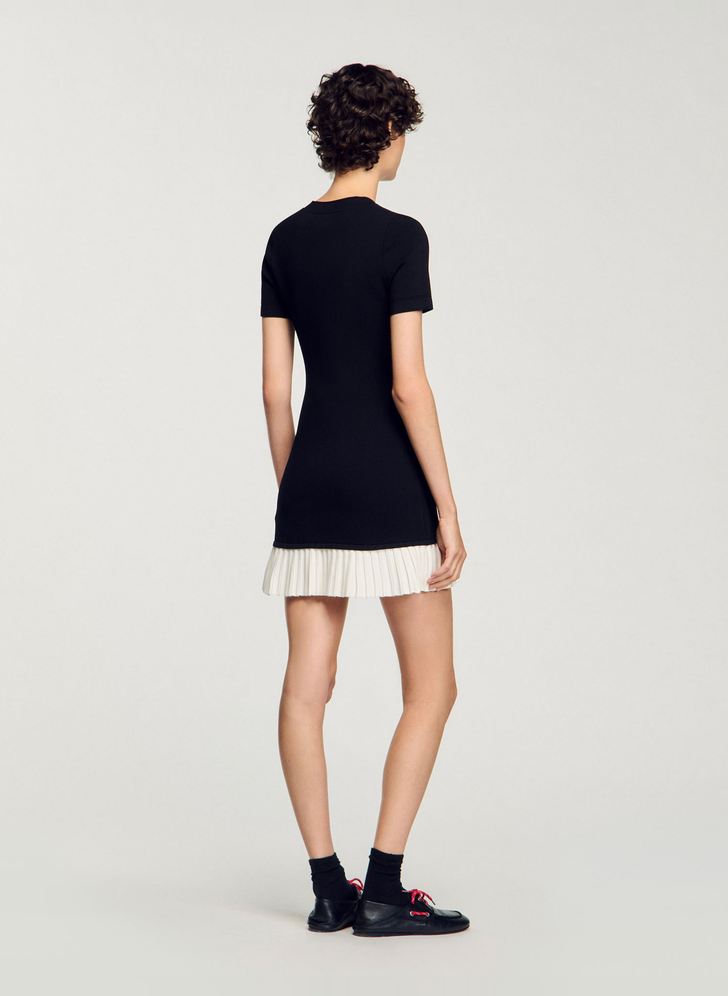 Short knit dress with ruffle SANDRO Black