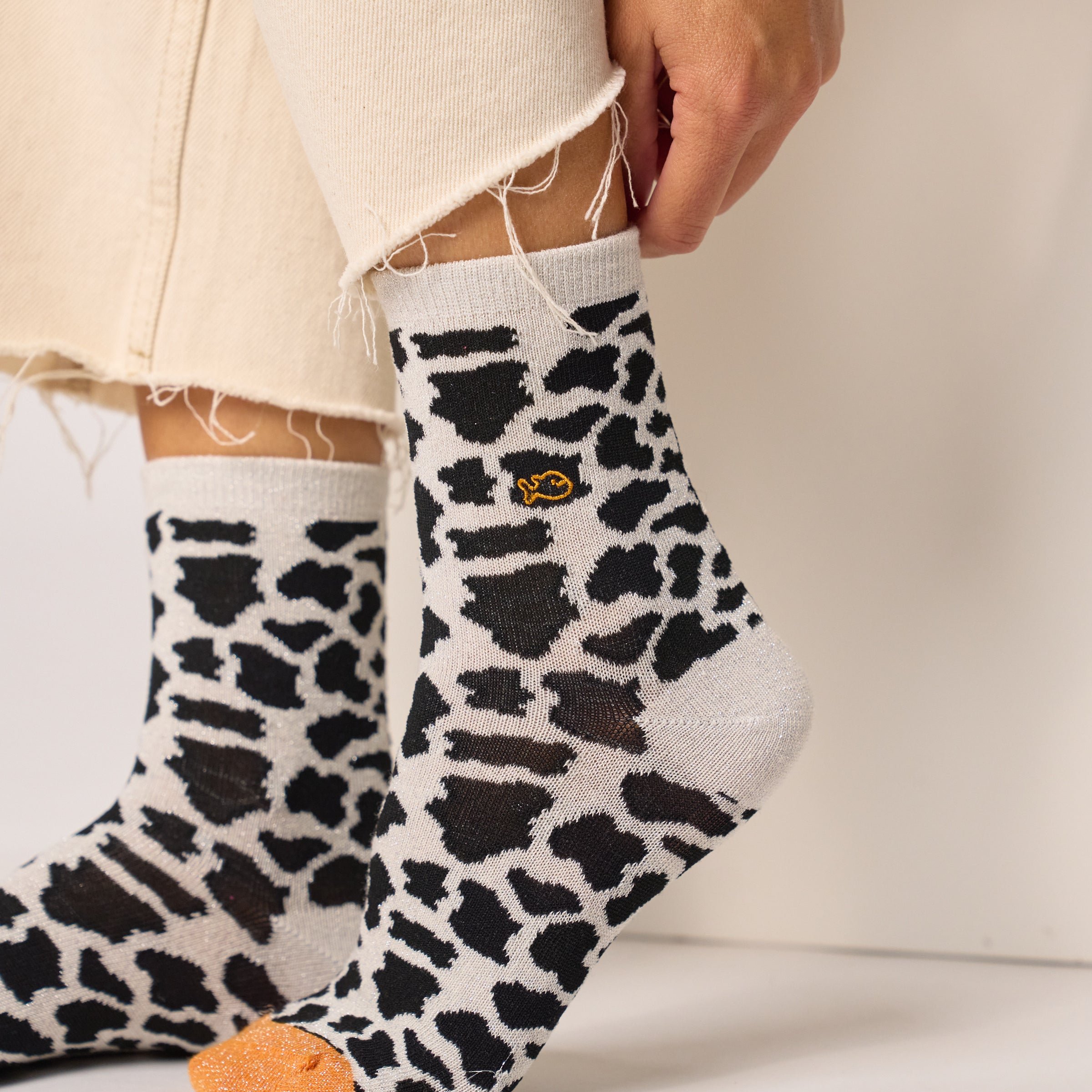 Combed Cotton Cow Socks BILLYBELT Black