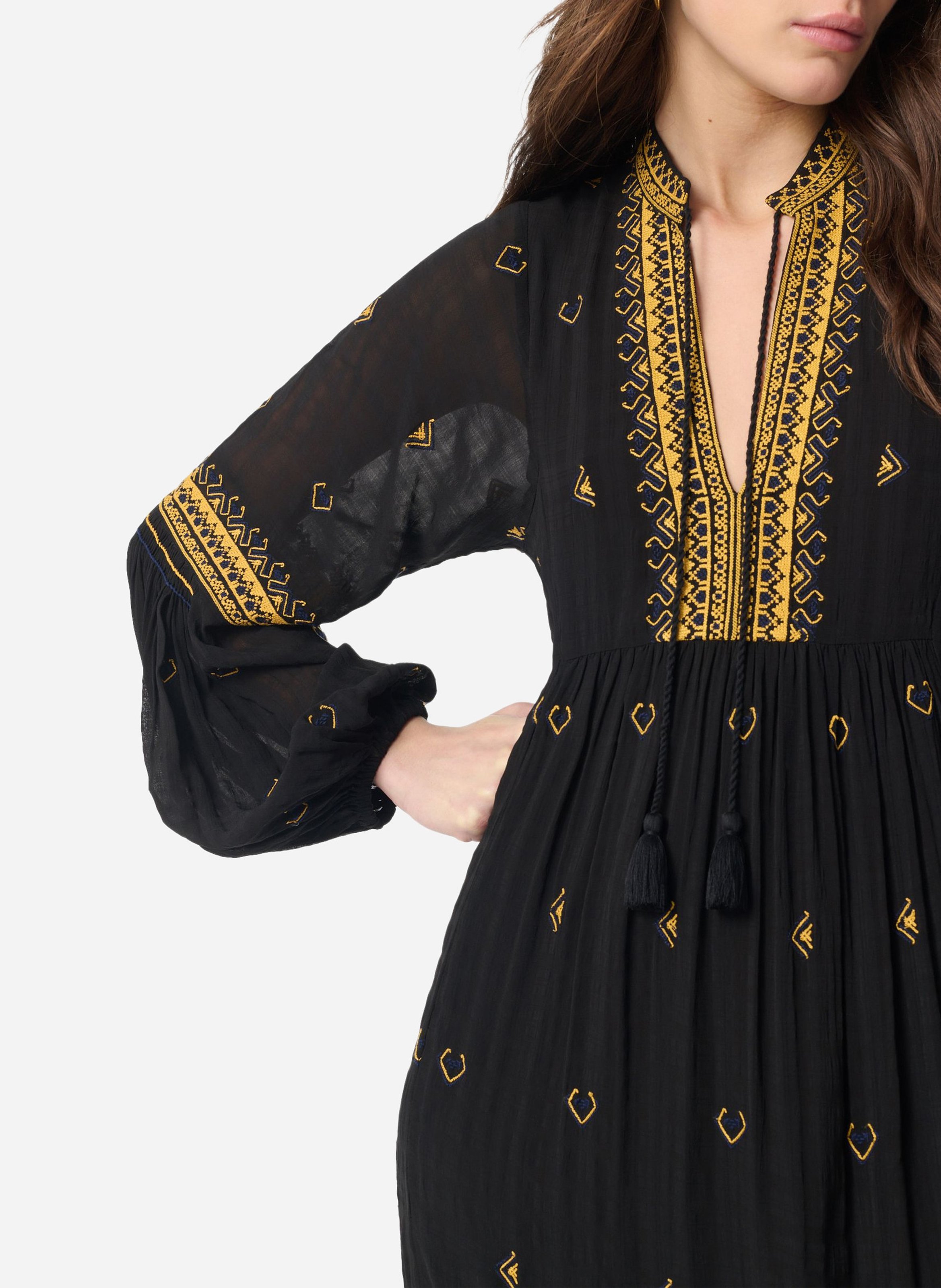 Flowy midi dress with embroidery VANESSA BRUNO Black
