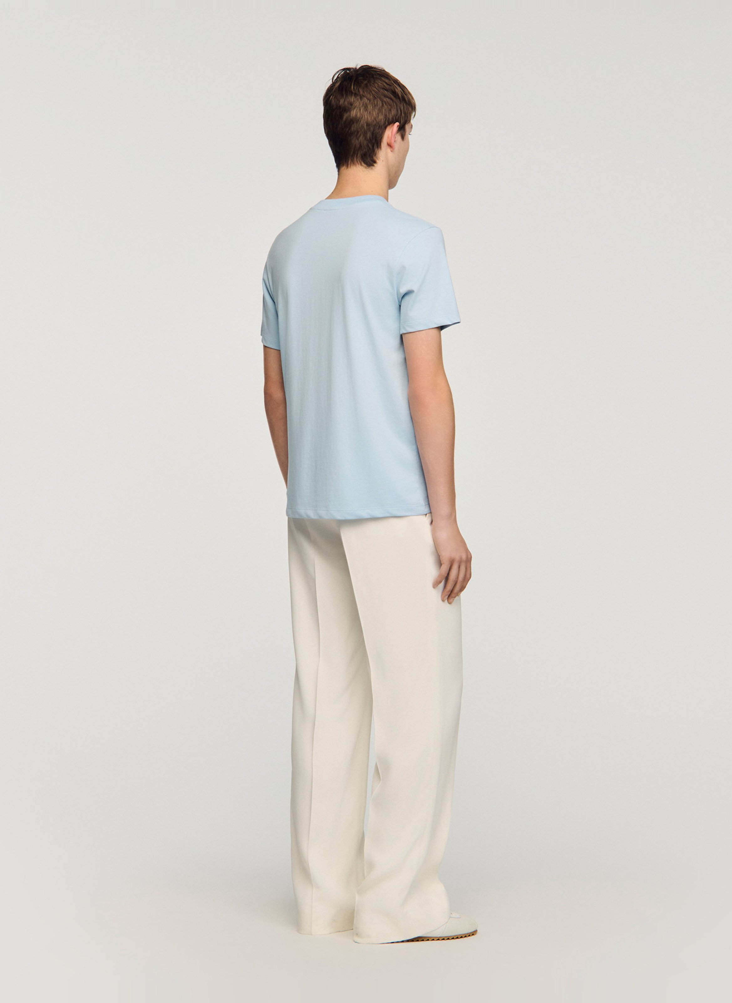 Tee-shirt droit col rond en coton SANDRO Bleu