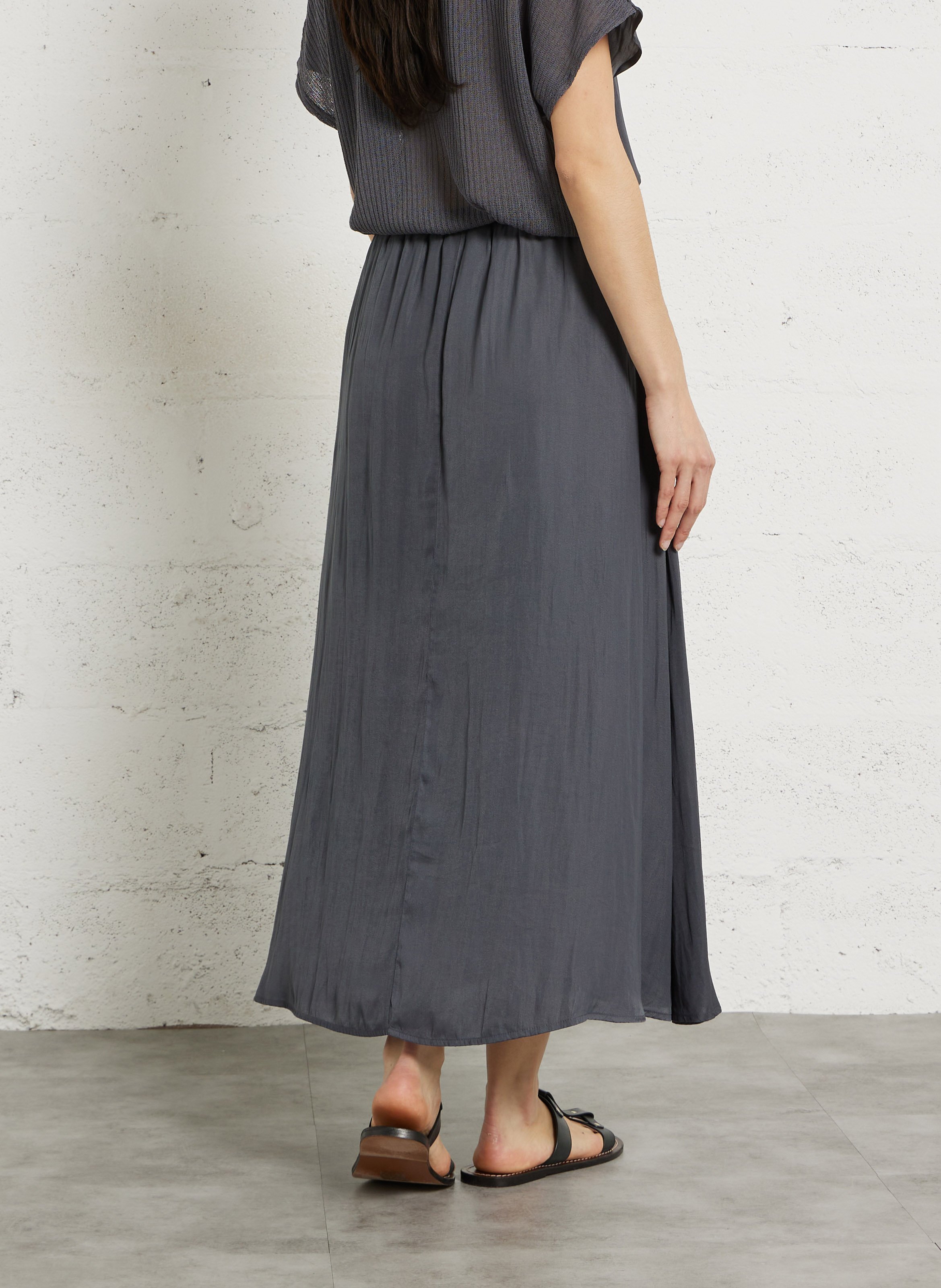 Flowing flared midi skirt LE TEMPS DES CERISES Grey