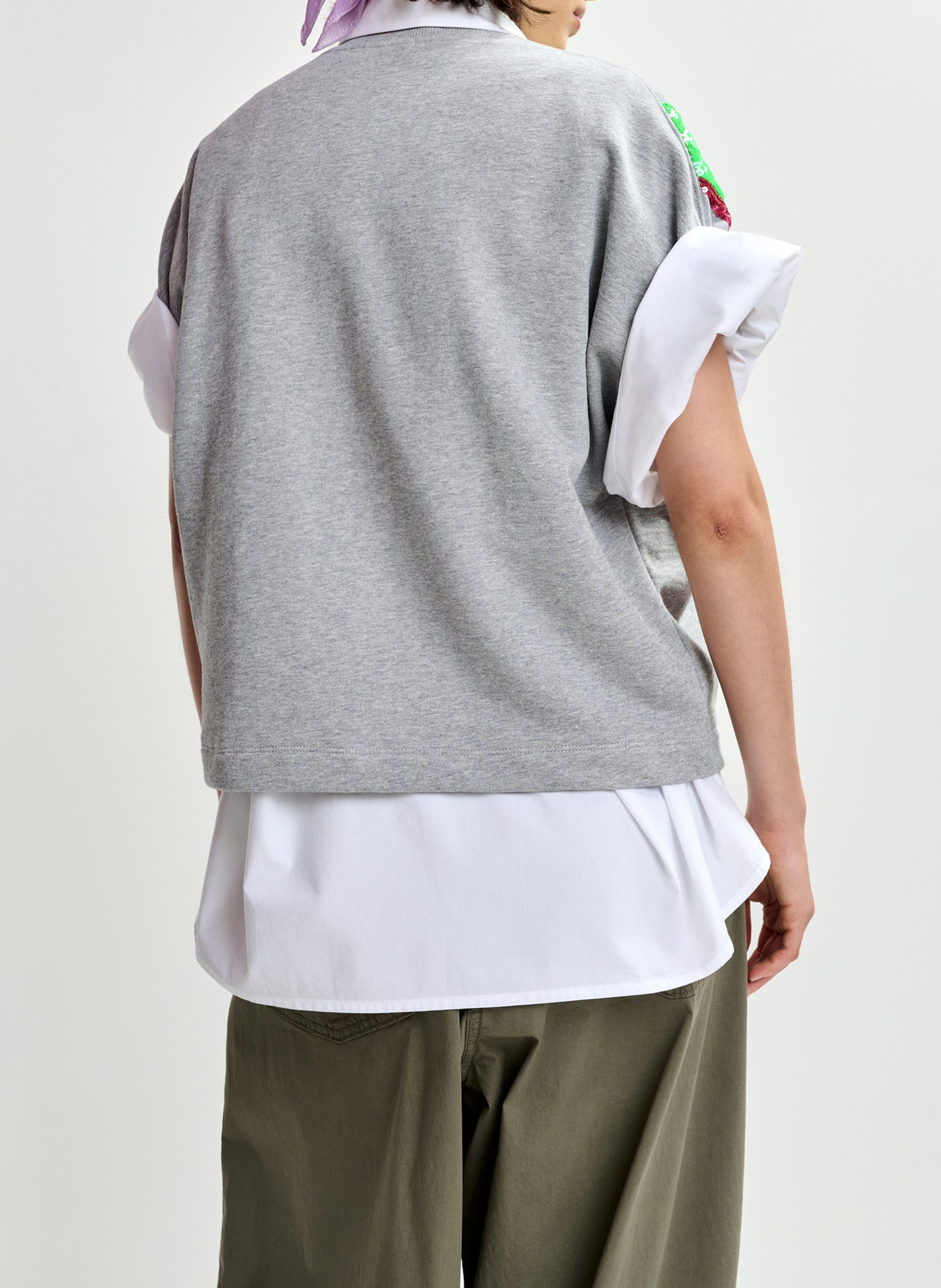 Oversized cotton sweatshirt with round neck Grey