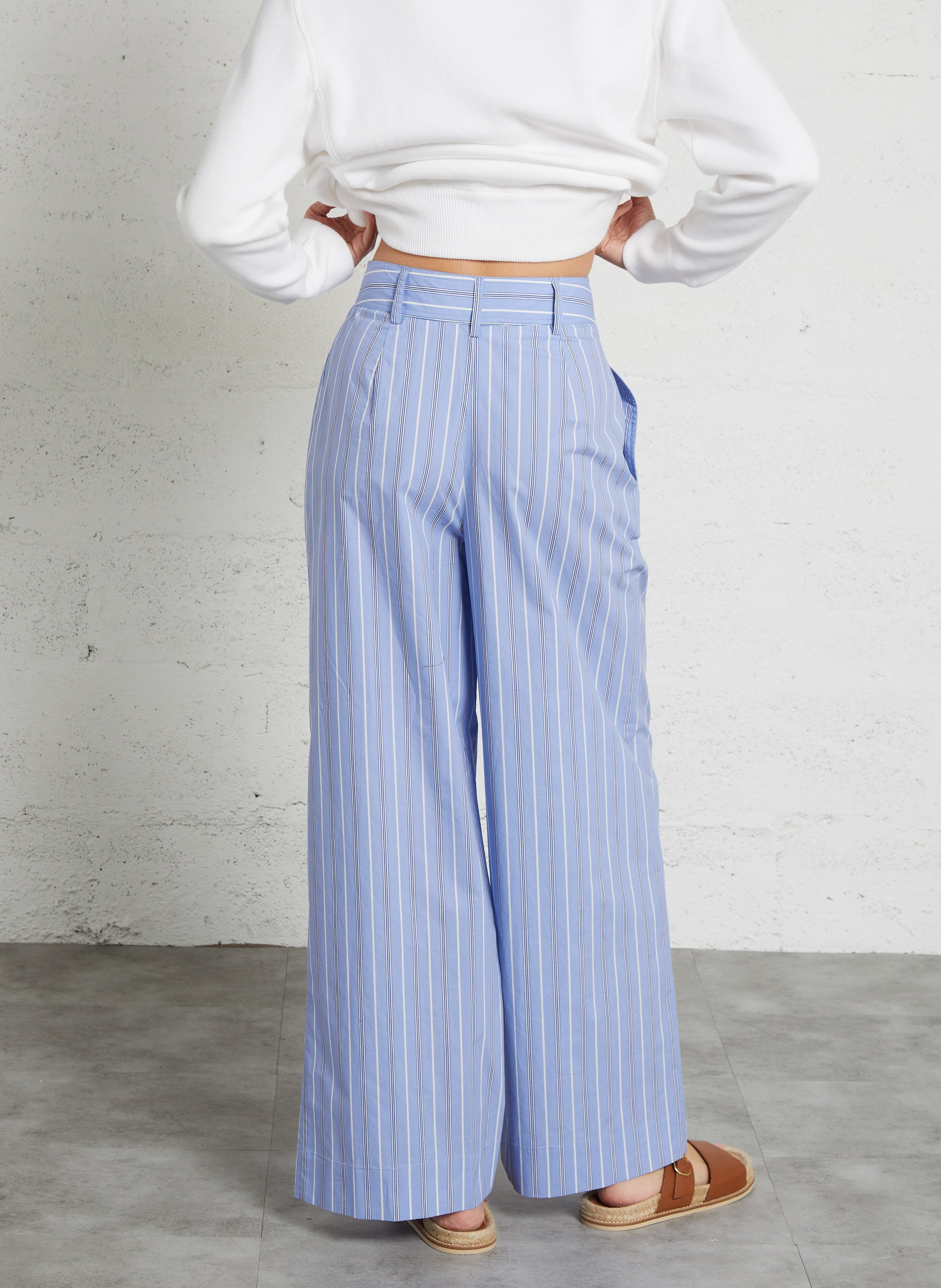 Straight striped cotton pants LOUISE MISHA Blue