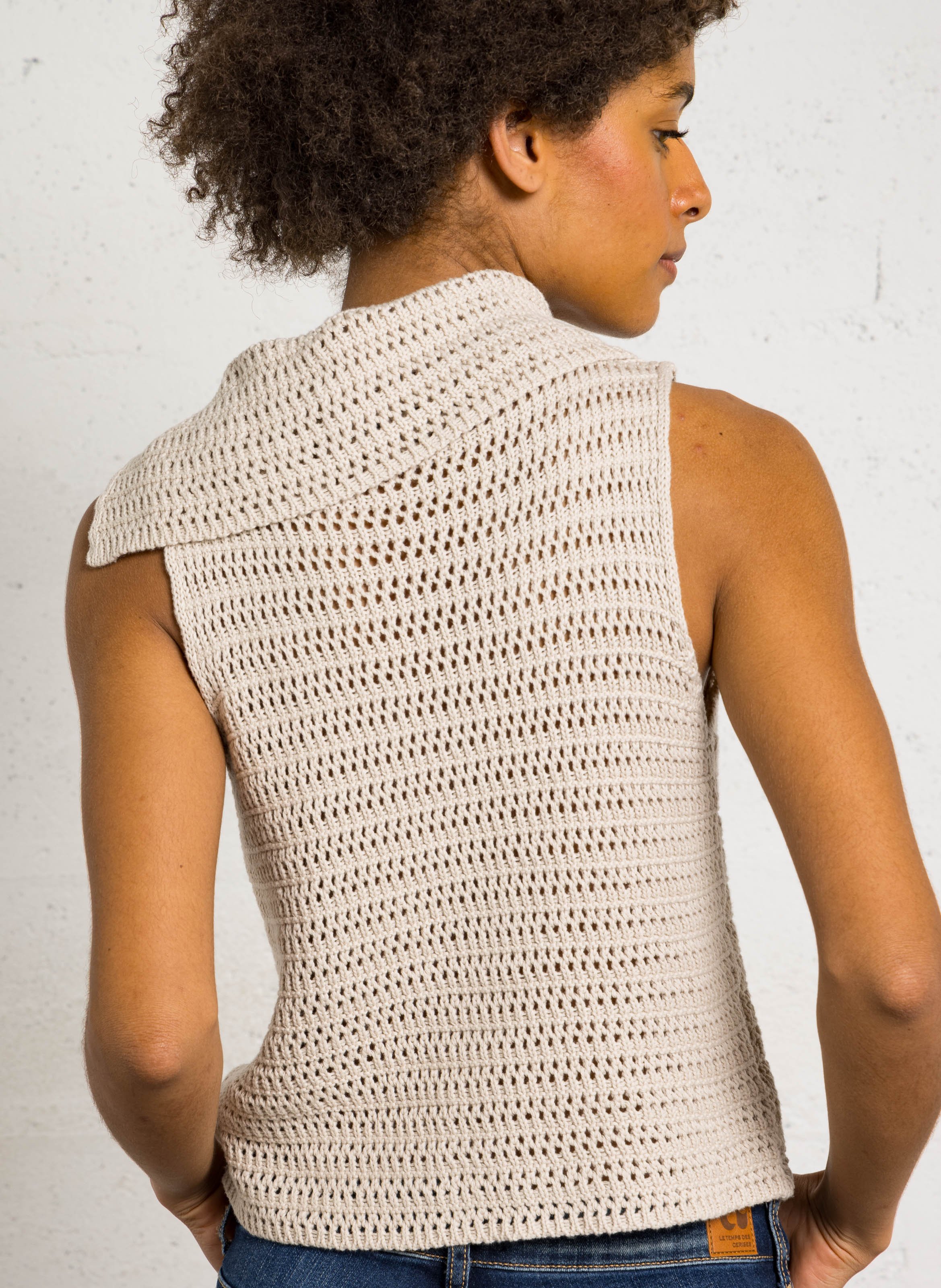 Gilet droit en coton PLEASE Beige