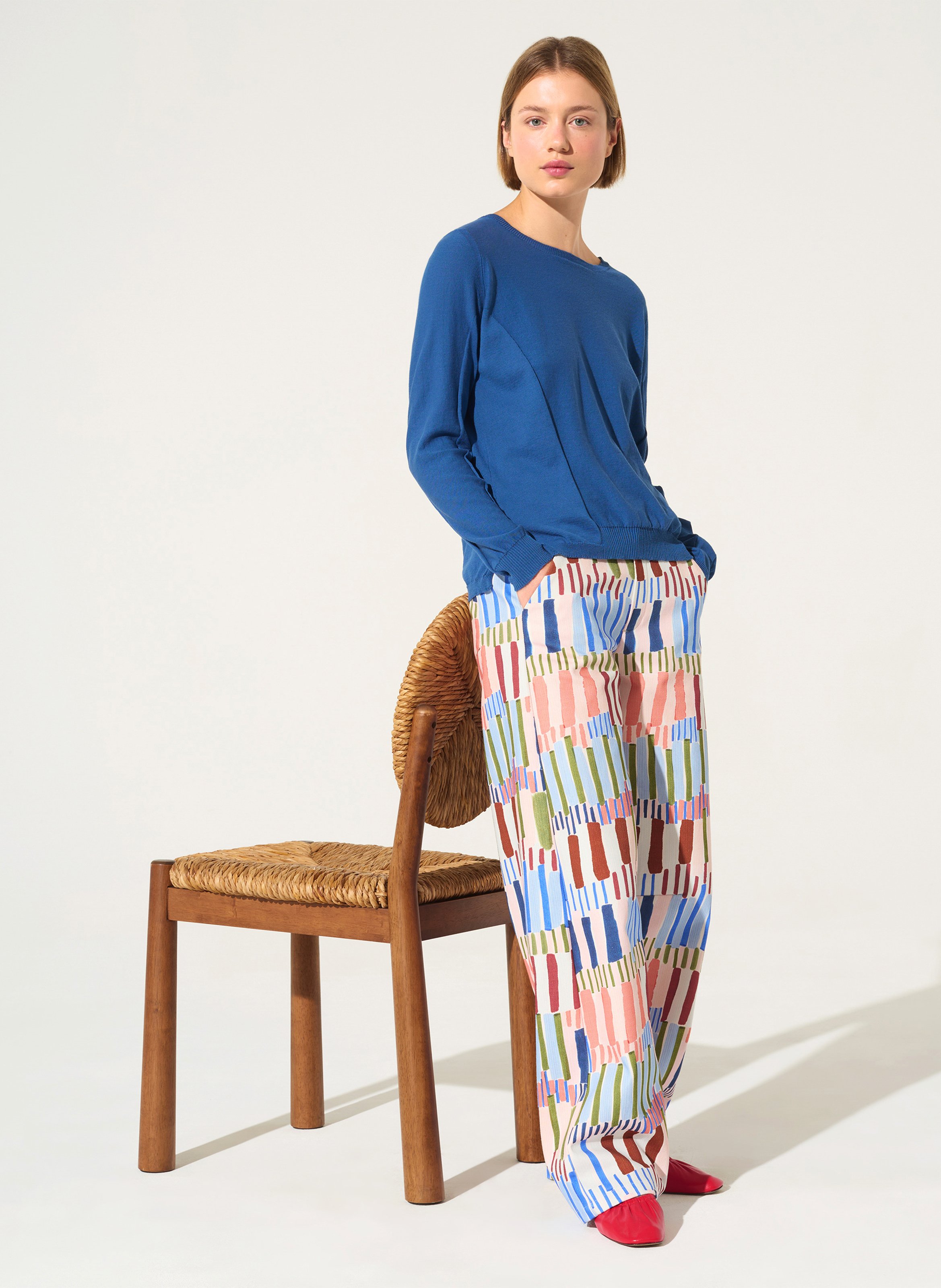 Pull droit col bateau en coton COTELAC ACOTE Bleu