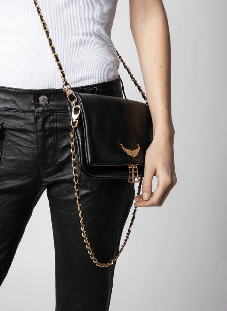 Leder-Clutch mit Metallketten ZADIG&VOLTAIRE Schwarz