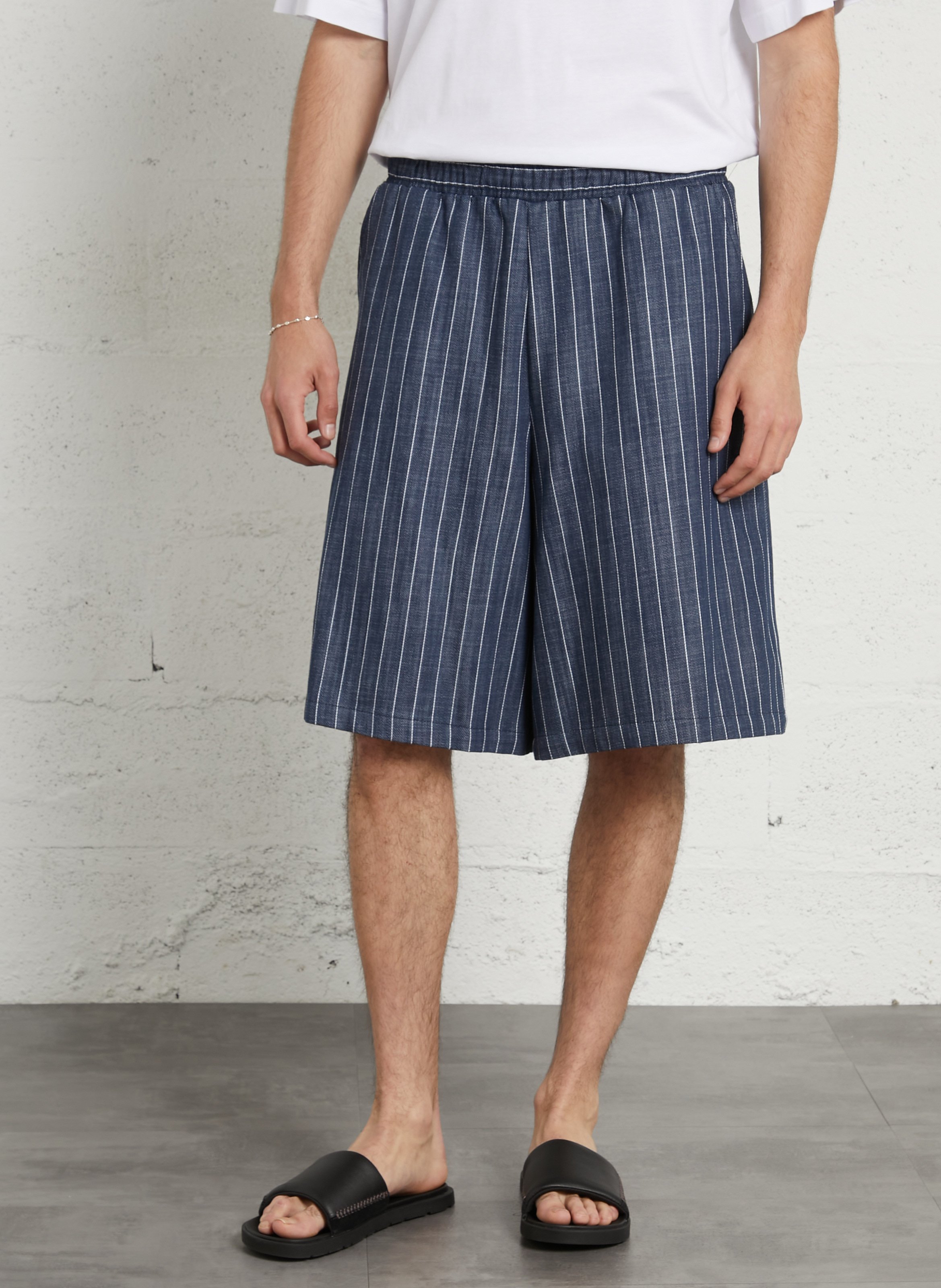 Striped denim shorts IMPERIAL White