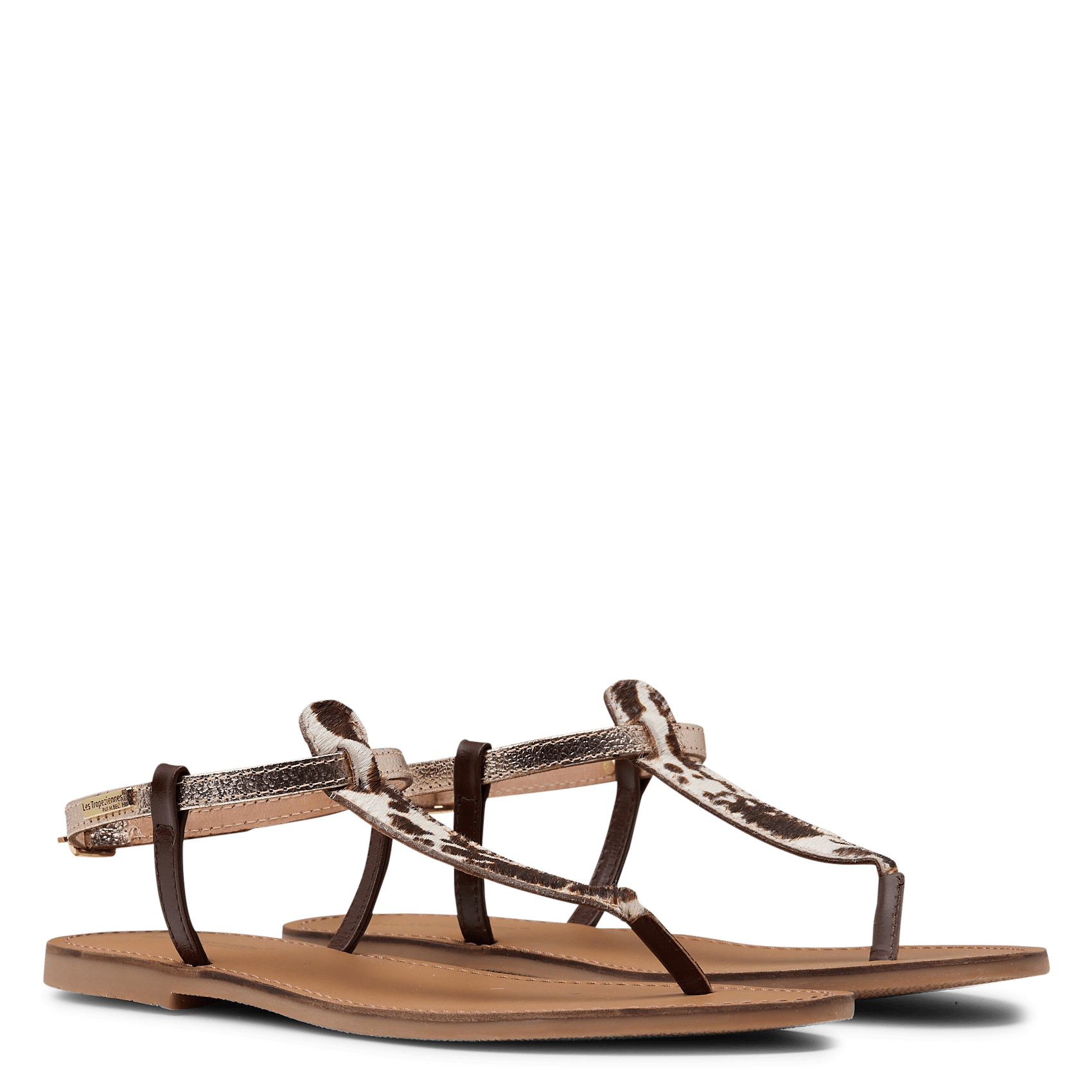 Platte, leren sandalen met print LES TROPEZIENNES PAR M.BELARBI Veelkleurig