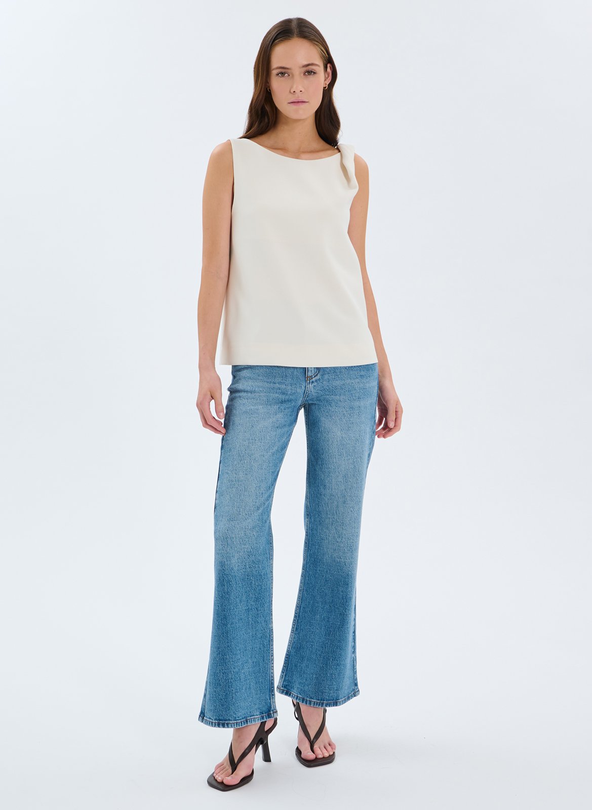 Round-neck stretch viscose top ZAPA White