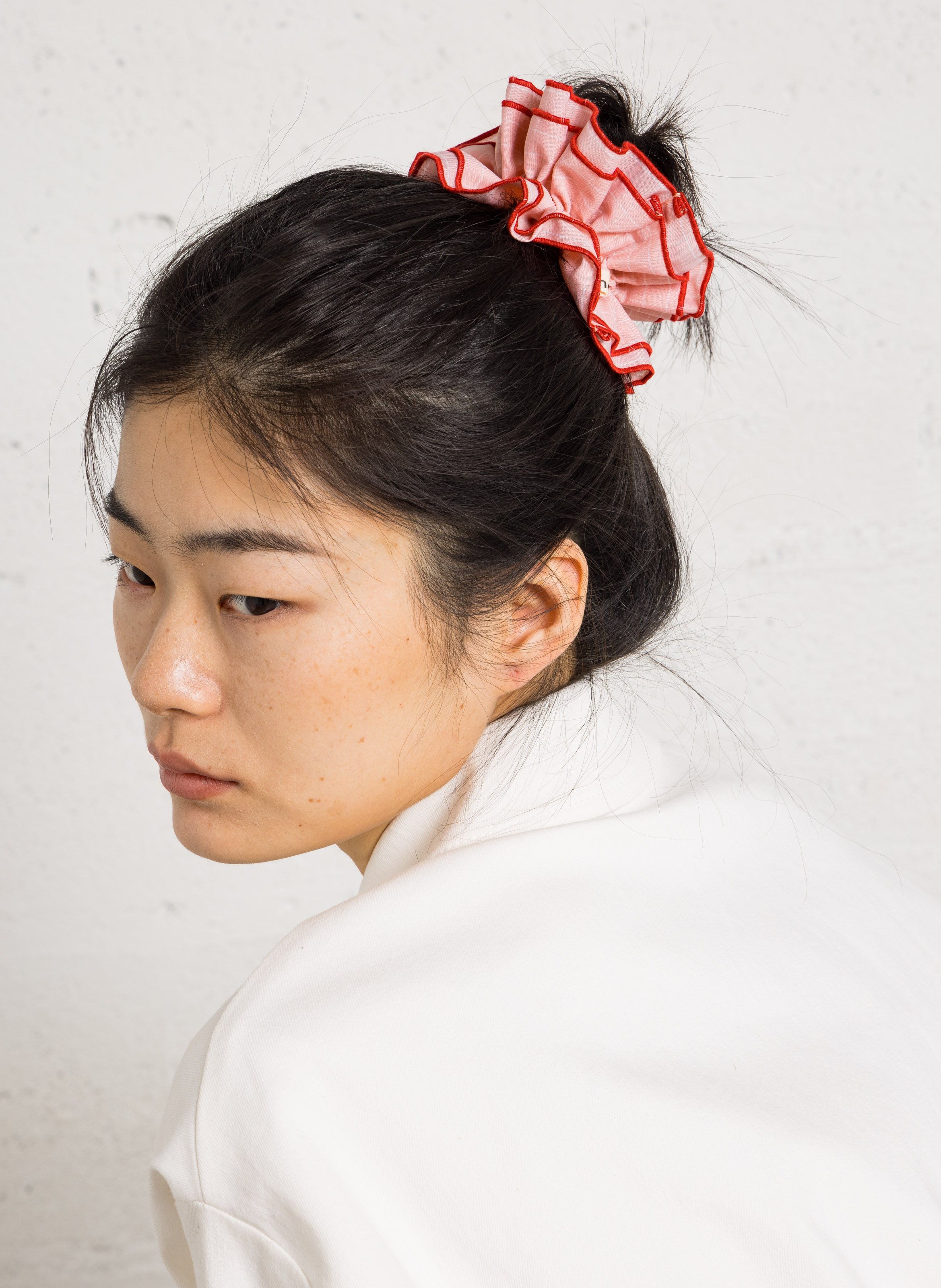 Maxi checked scrunchie CHOU AU CARRE Pink