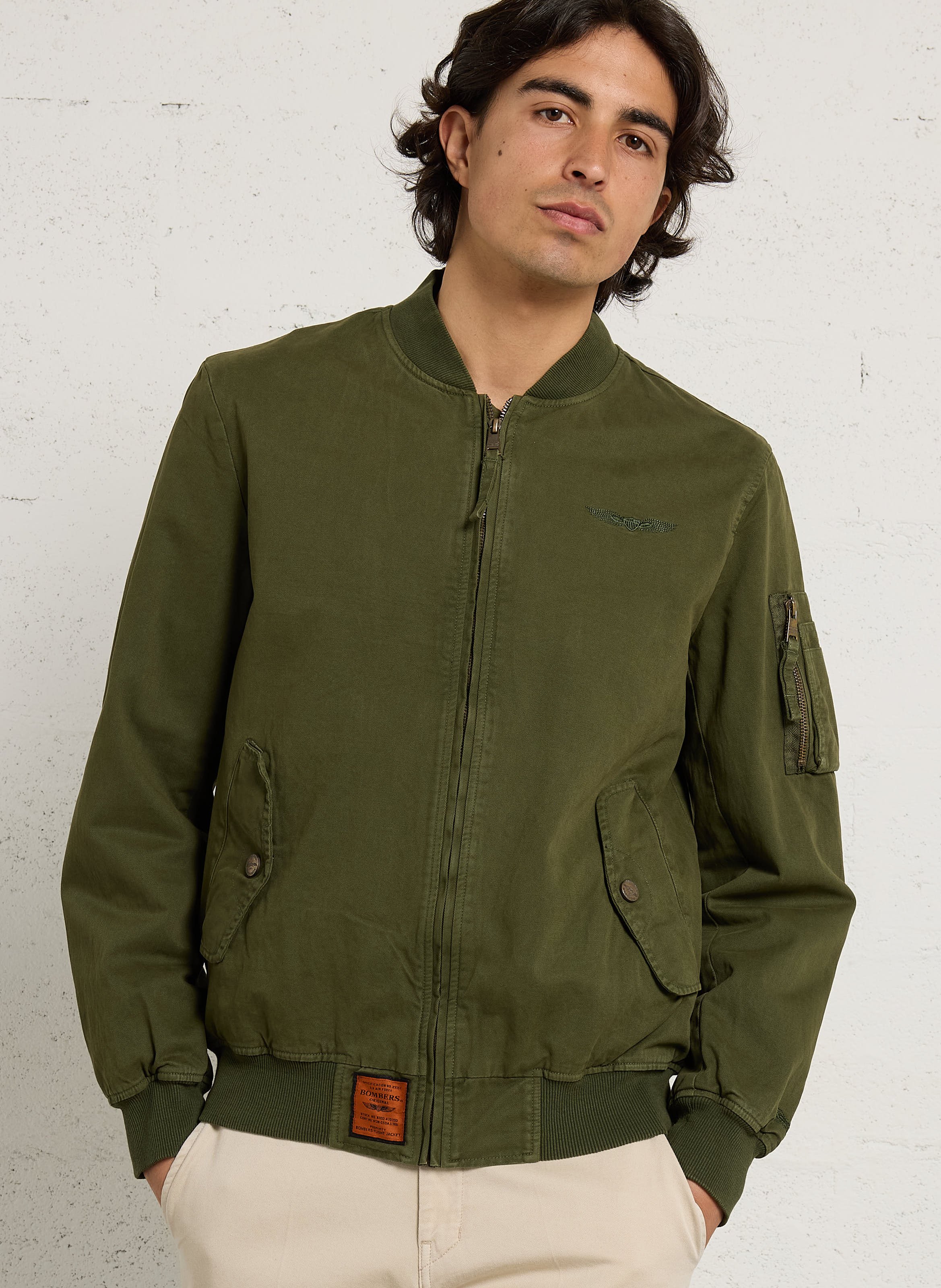 Bomber droit en coton BOMBERS ORIGINAL Kaki