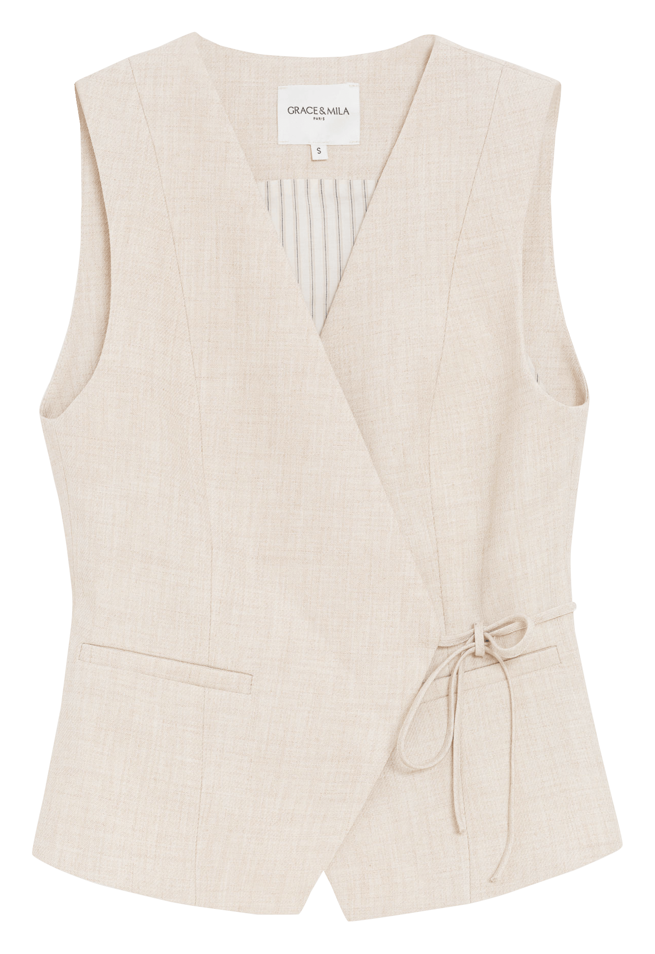 Gilet incrociato senza maniche monocolore GRACE ET MILA Beige