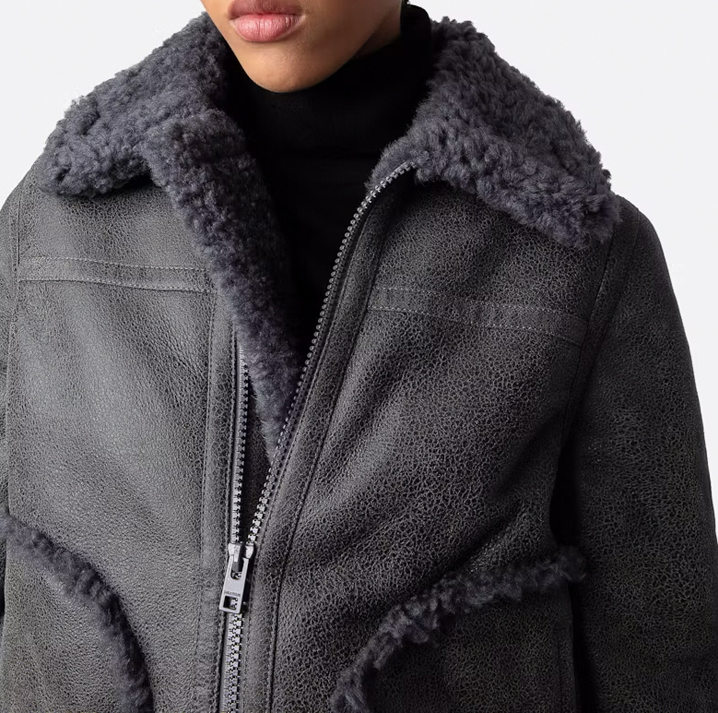 Worn leather aviator jacket ZADIG&VOLTAIRE Grey