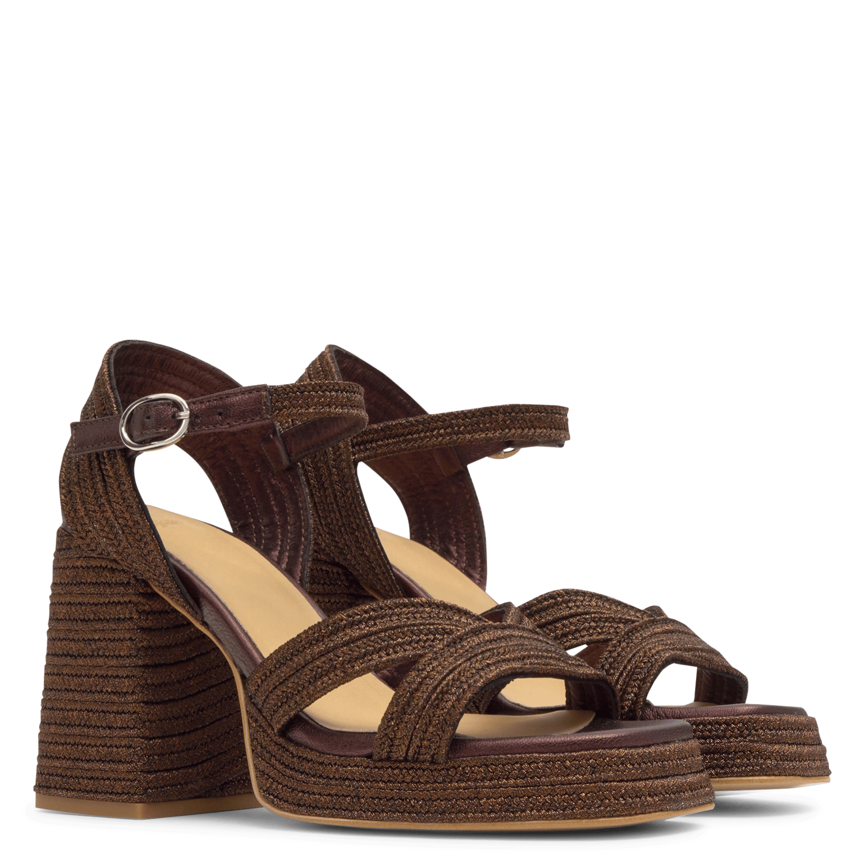 Braided heeled sandals CASTANER Brown