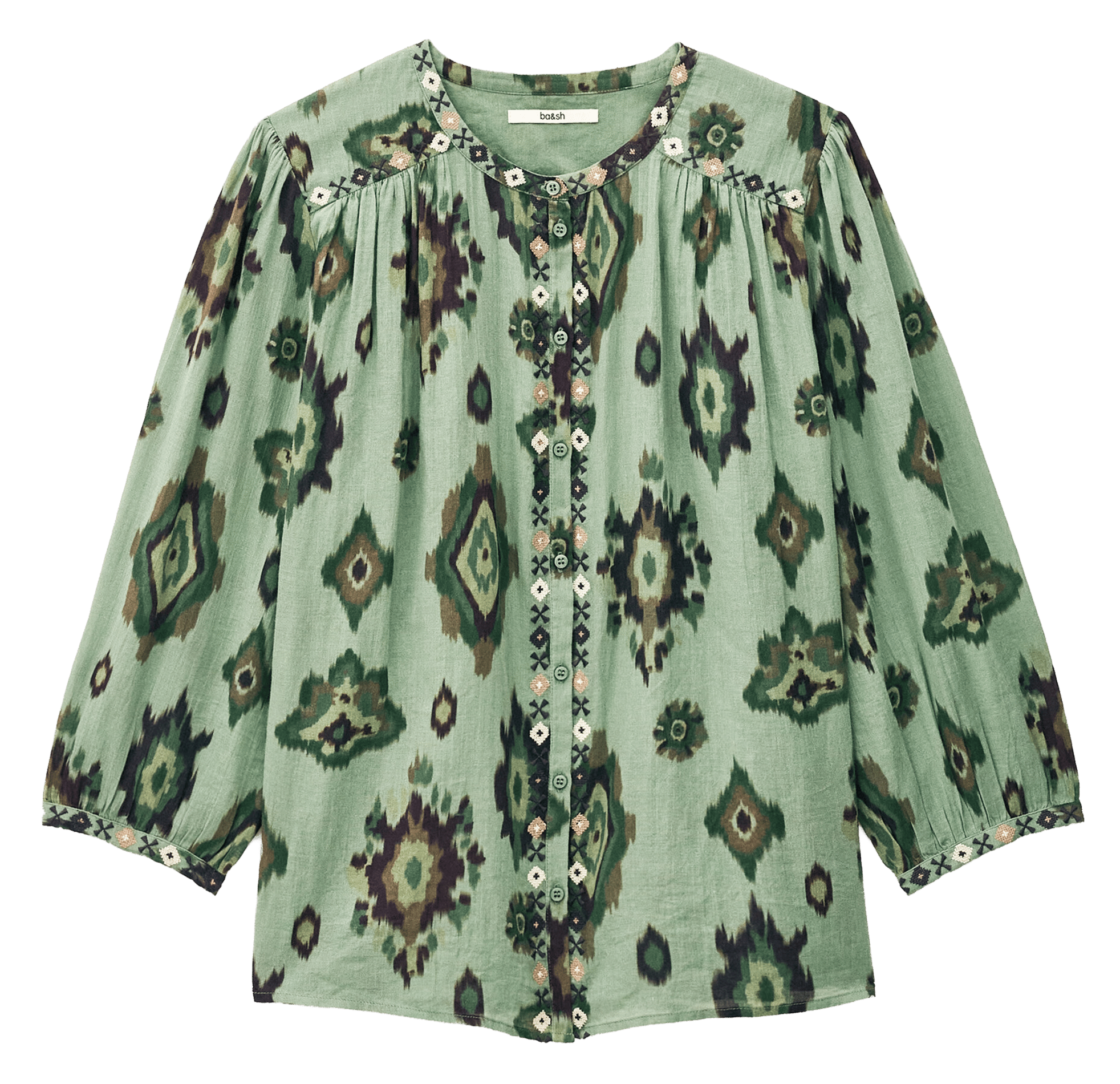 Chemise col classique en coton Vert