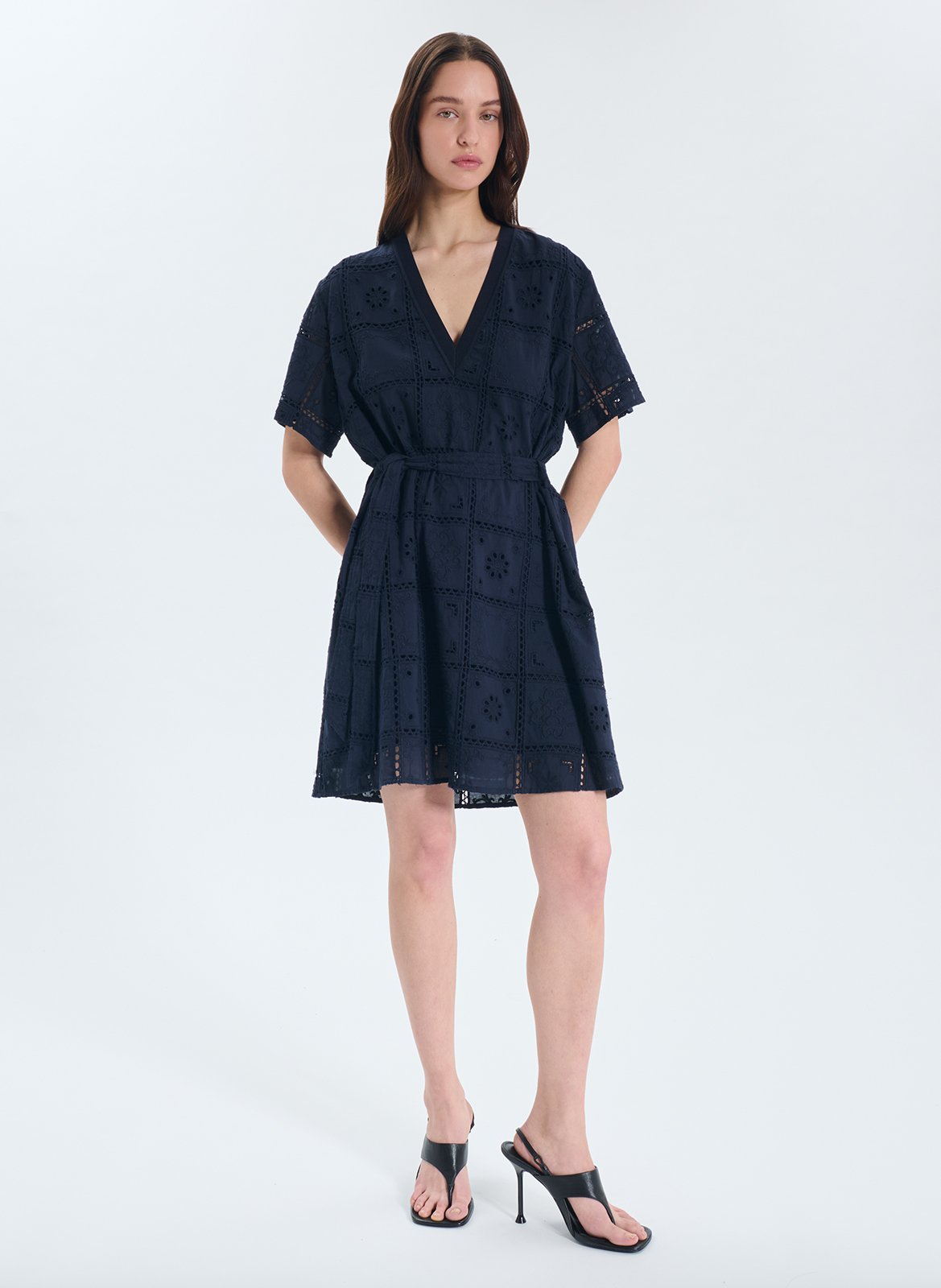 Robe courte en coton ZAPA Bleu