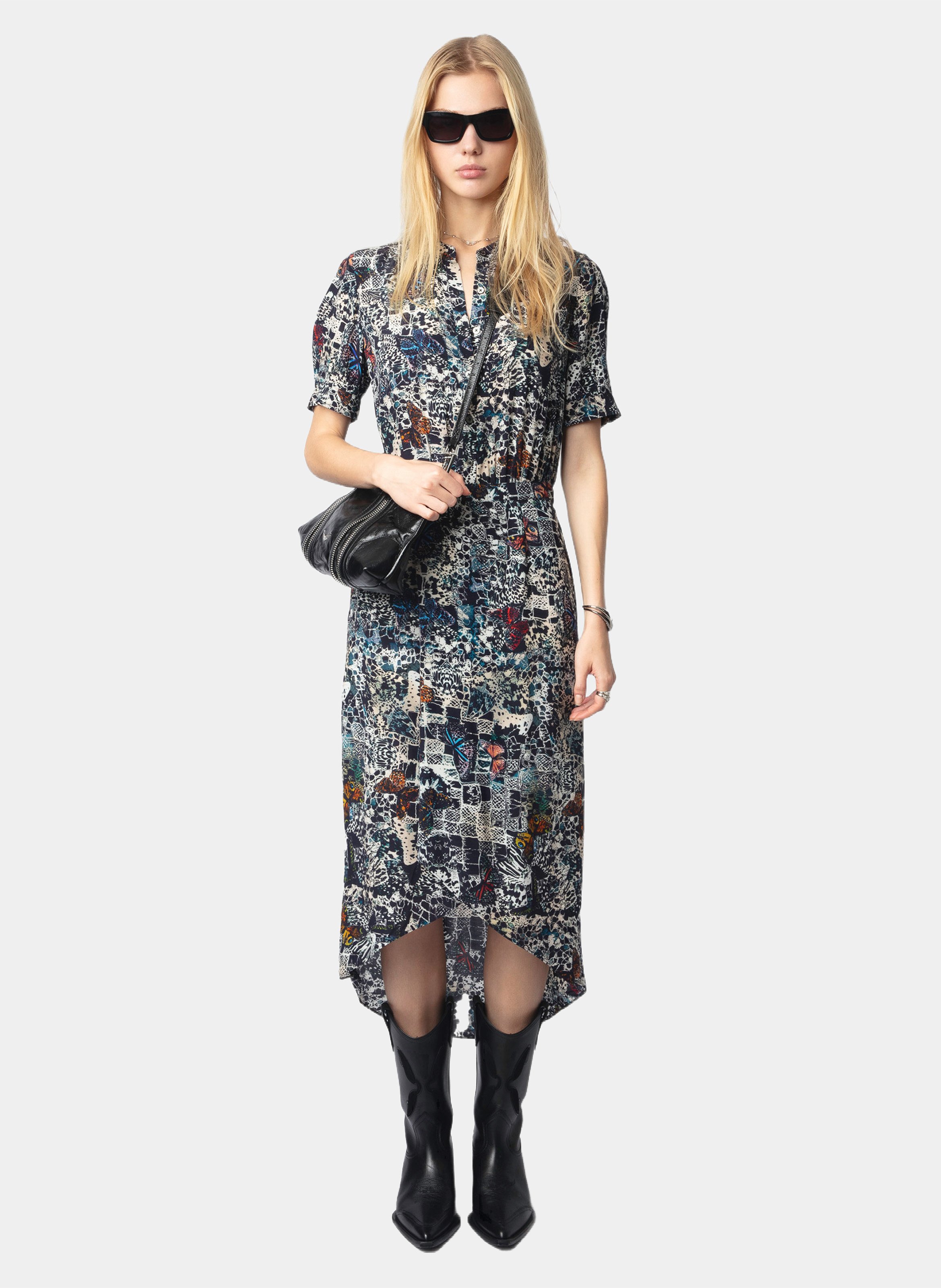 Short-sleeved printed midi dress ZADIG&VOLTAIRE Blue