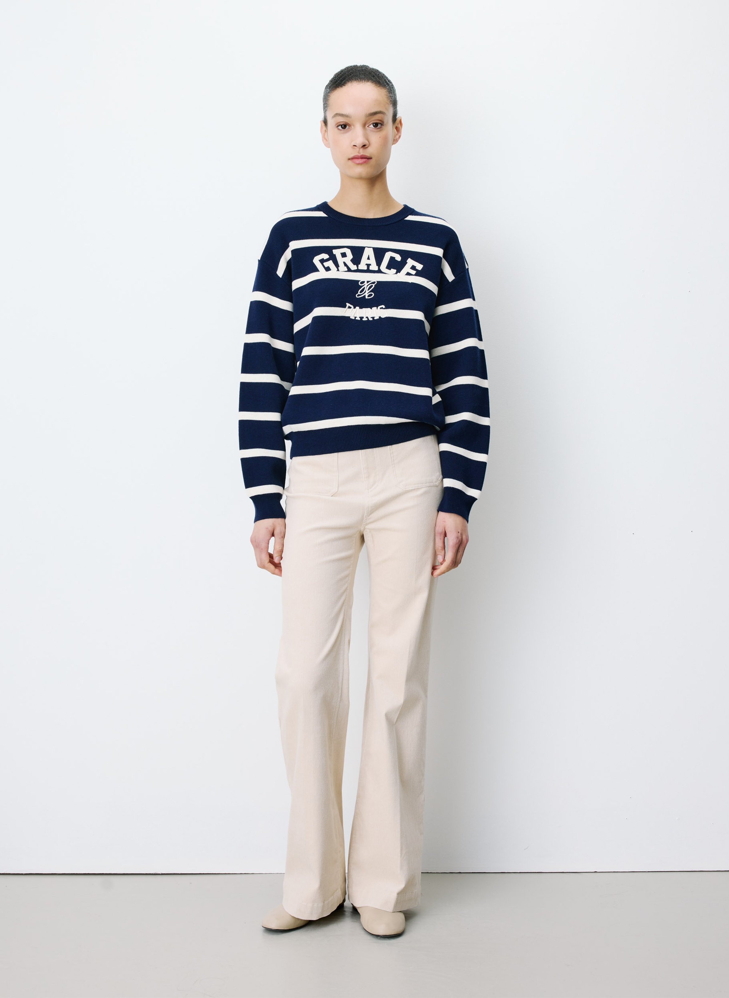 Pull ample col rond GRACE ET MILA Bleu