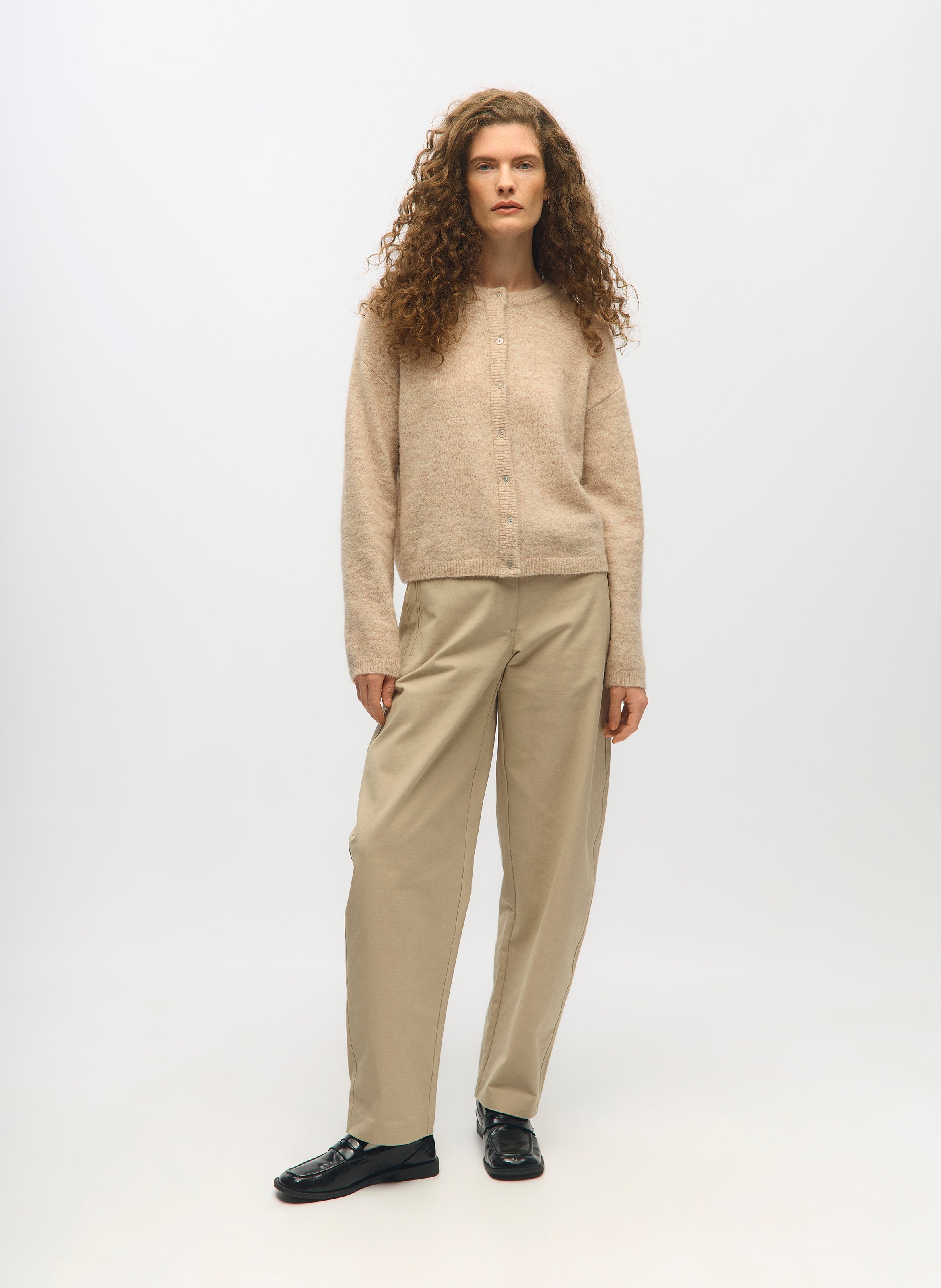 Pantalon barrel en coton organique mélangé OBJECT Marron
