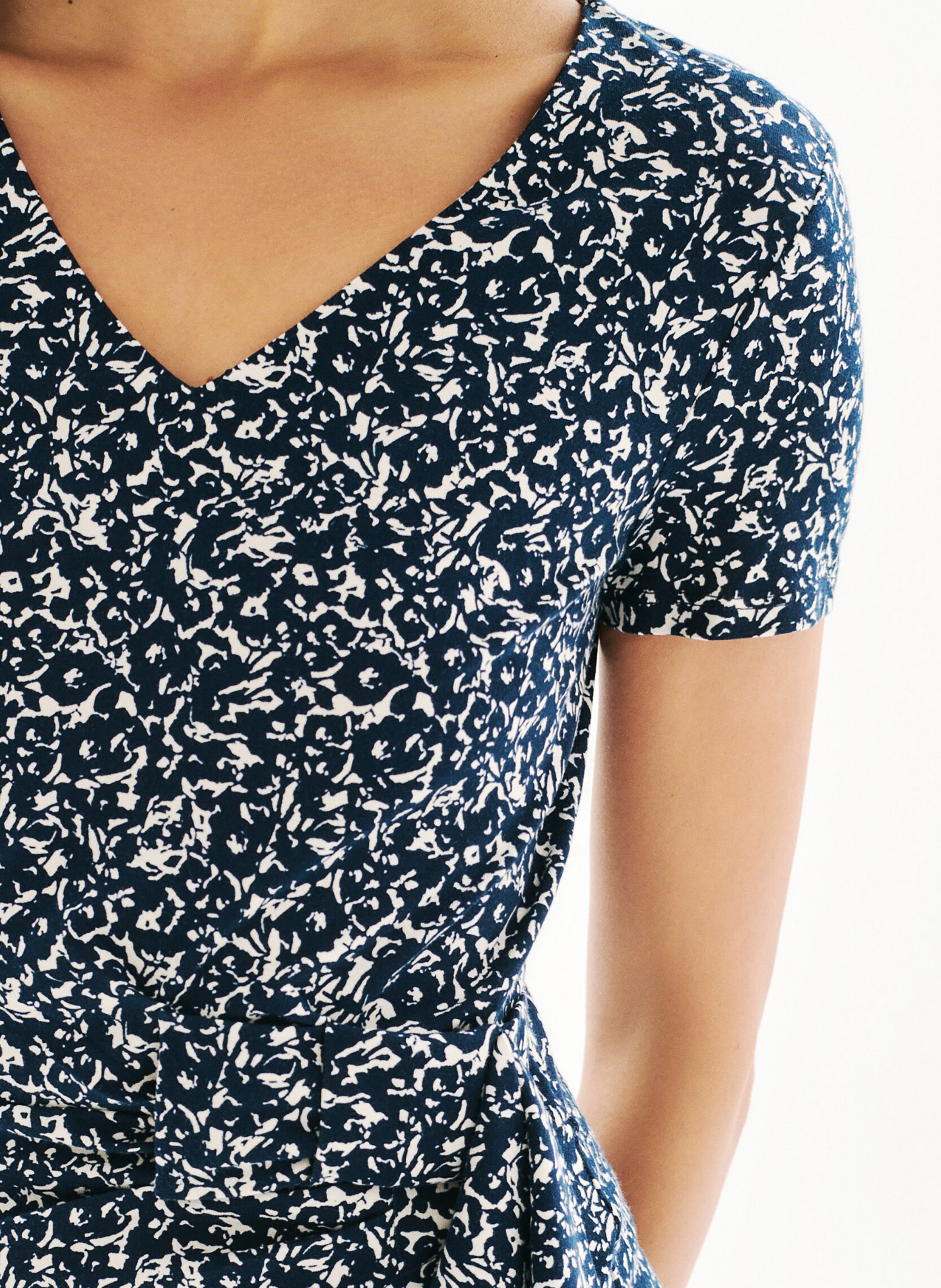 Robe courte col v imprimée CAROLL Bleu