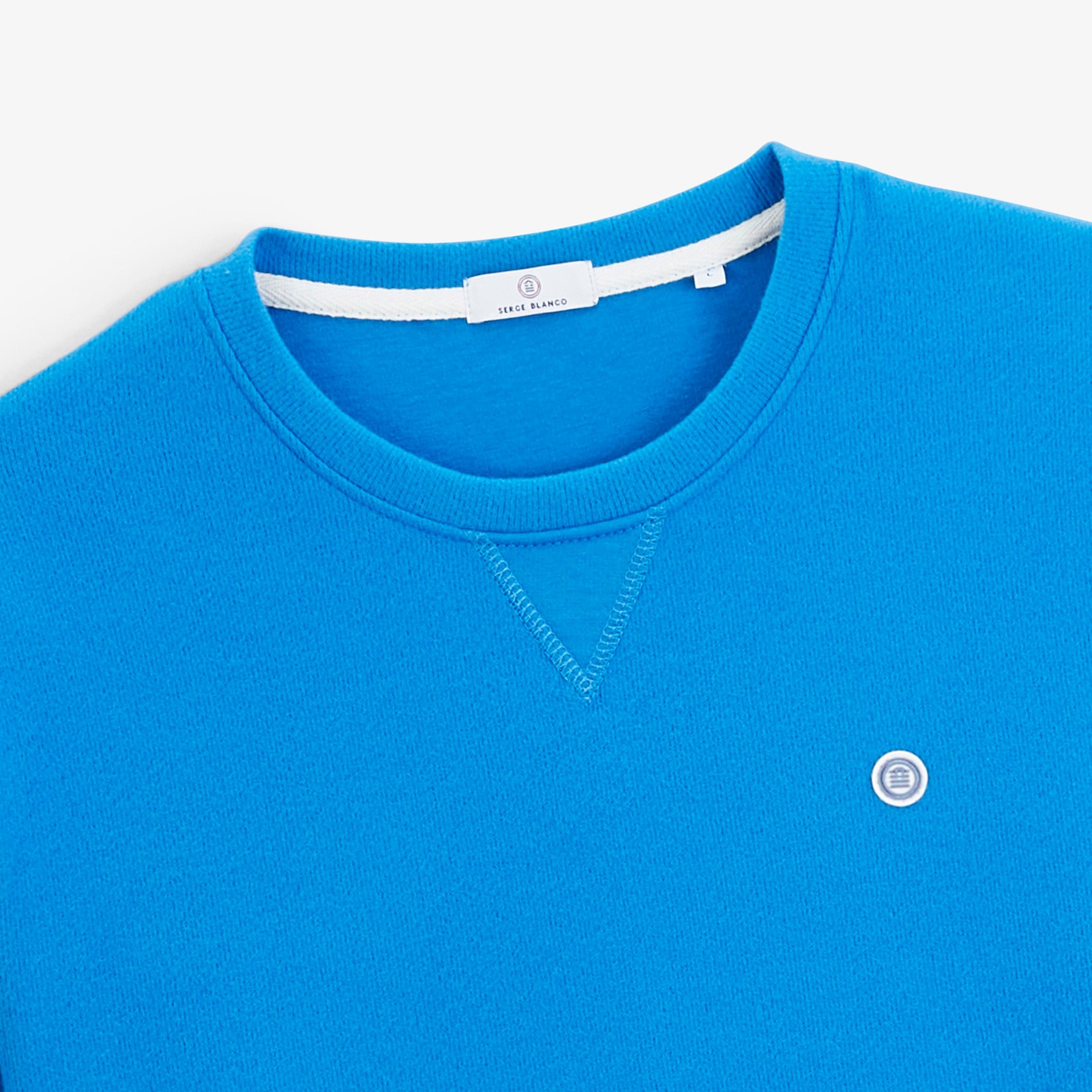 Round neck sweatshirt French rib SERGE BLANCO Blue