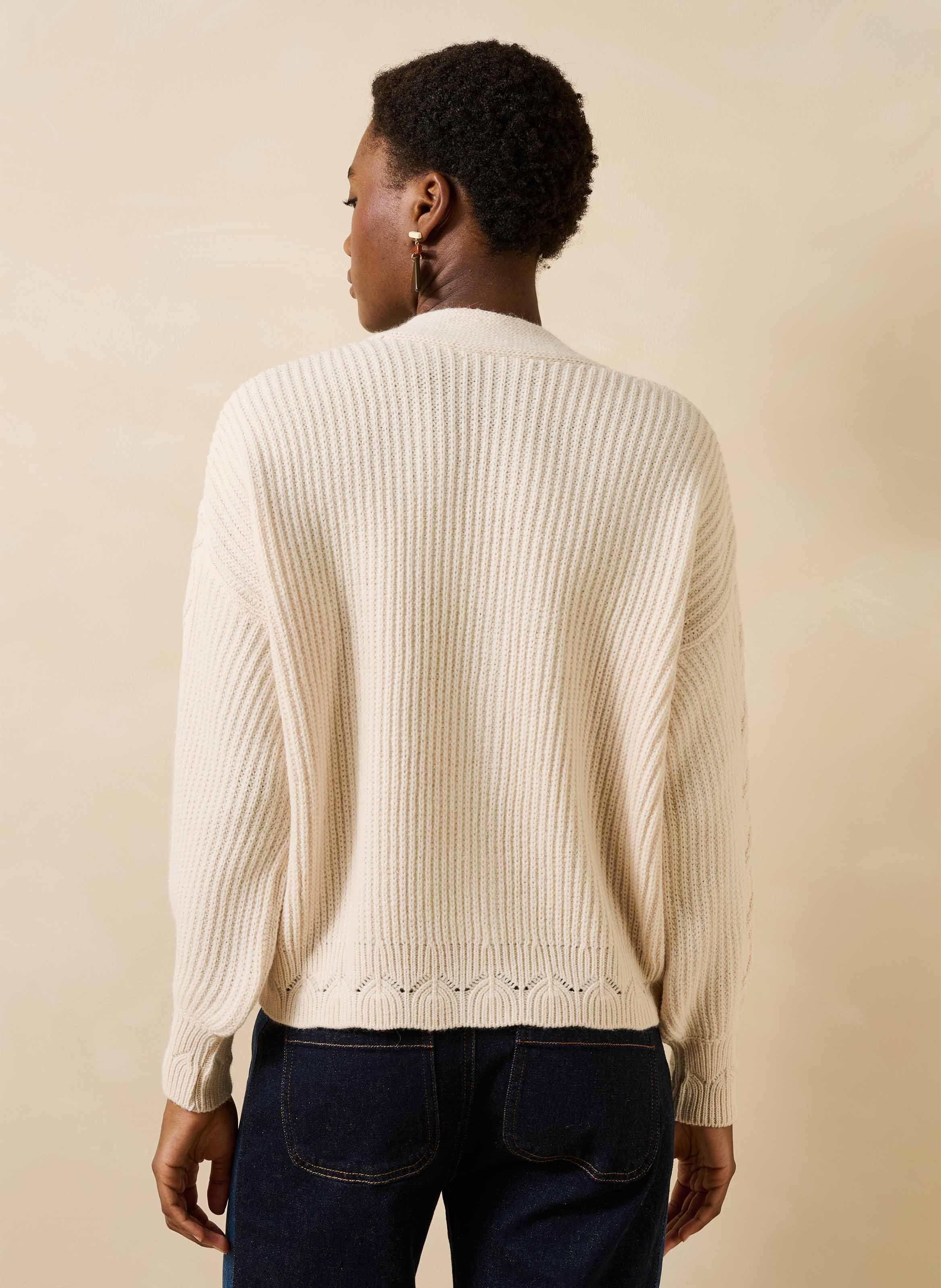 Oversized V-neck cardigan LA FEE MARABOUTEE White