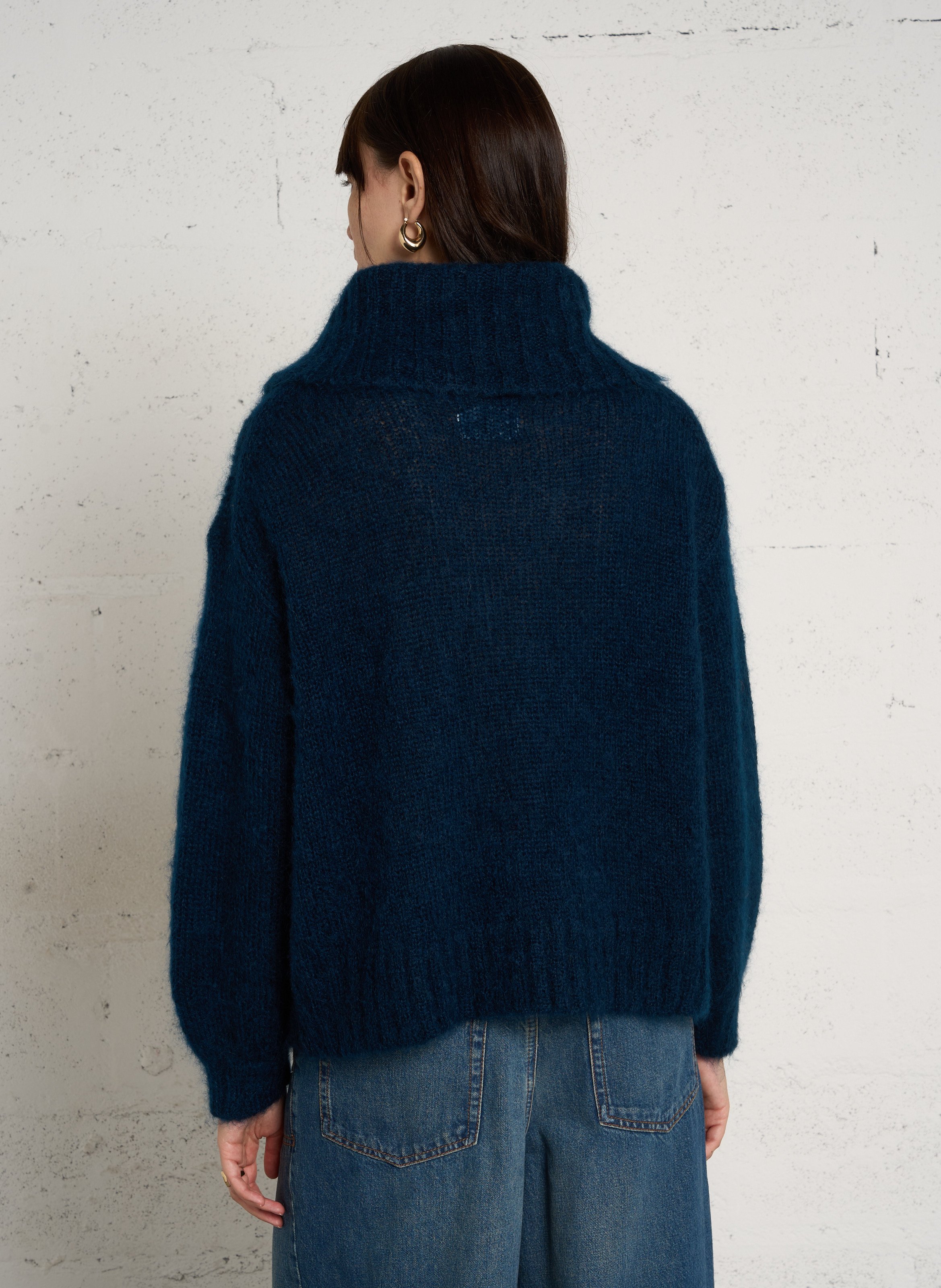 Mohair-blend roll-neck sweater DES PETITS HAUTS Blue