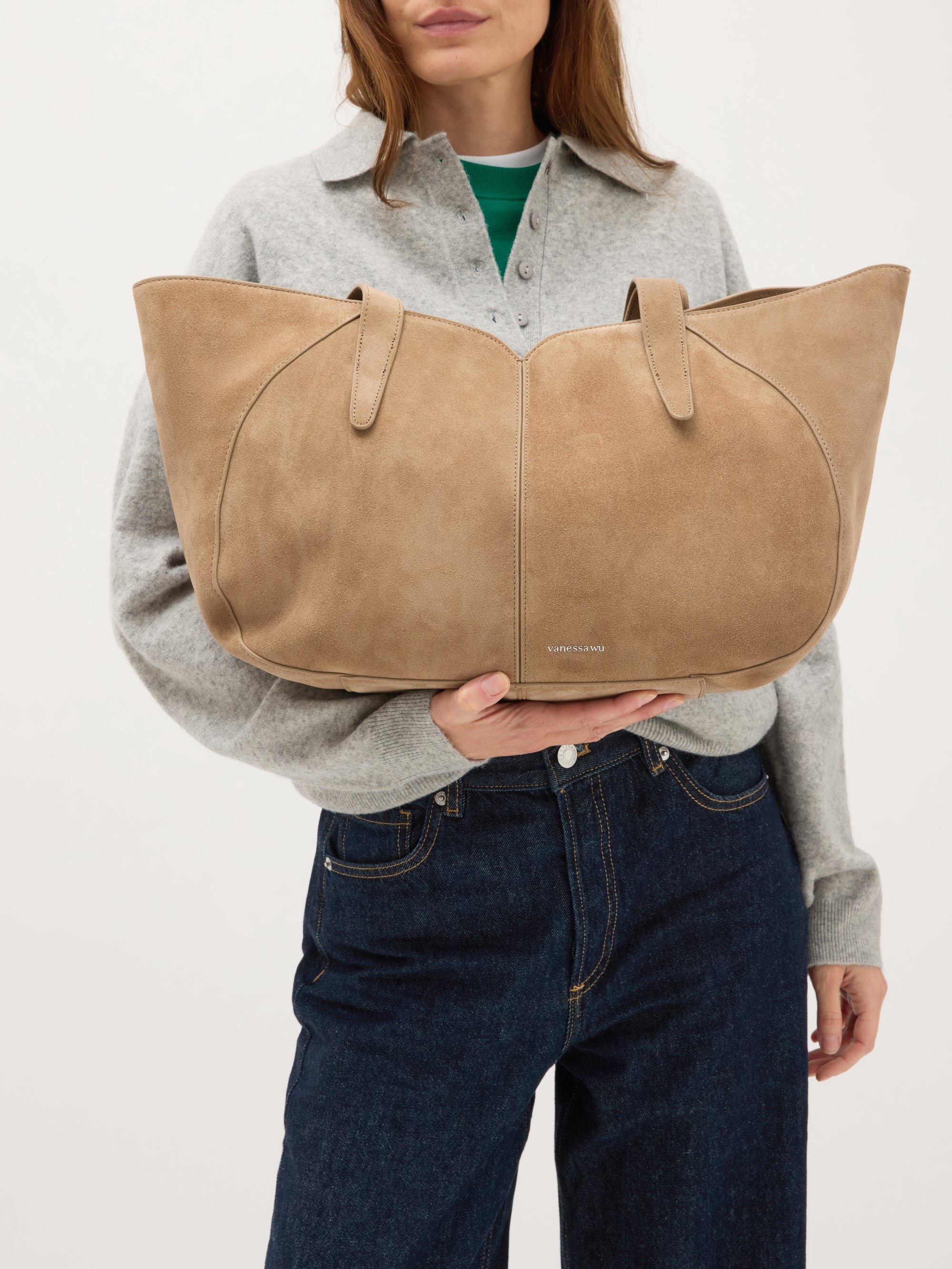 Oversized tote bag with handles and shoulder strap VANESSA WU Beige