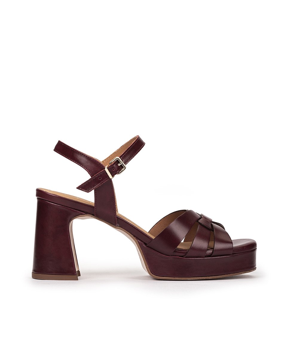 Burgundy leather high heel sandals. PEDRO MIRALLES Red