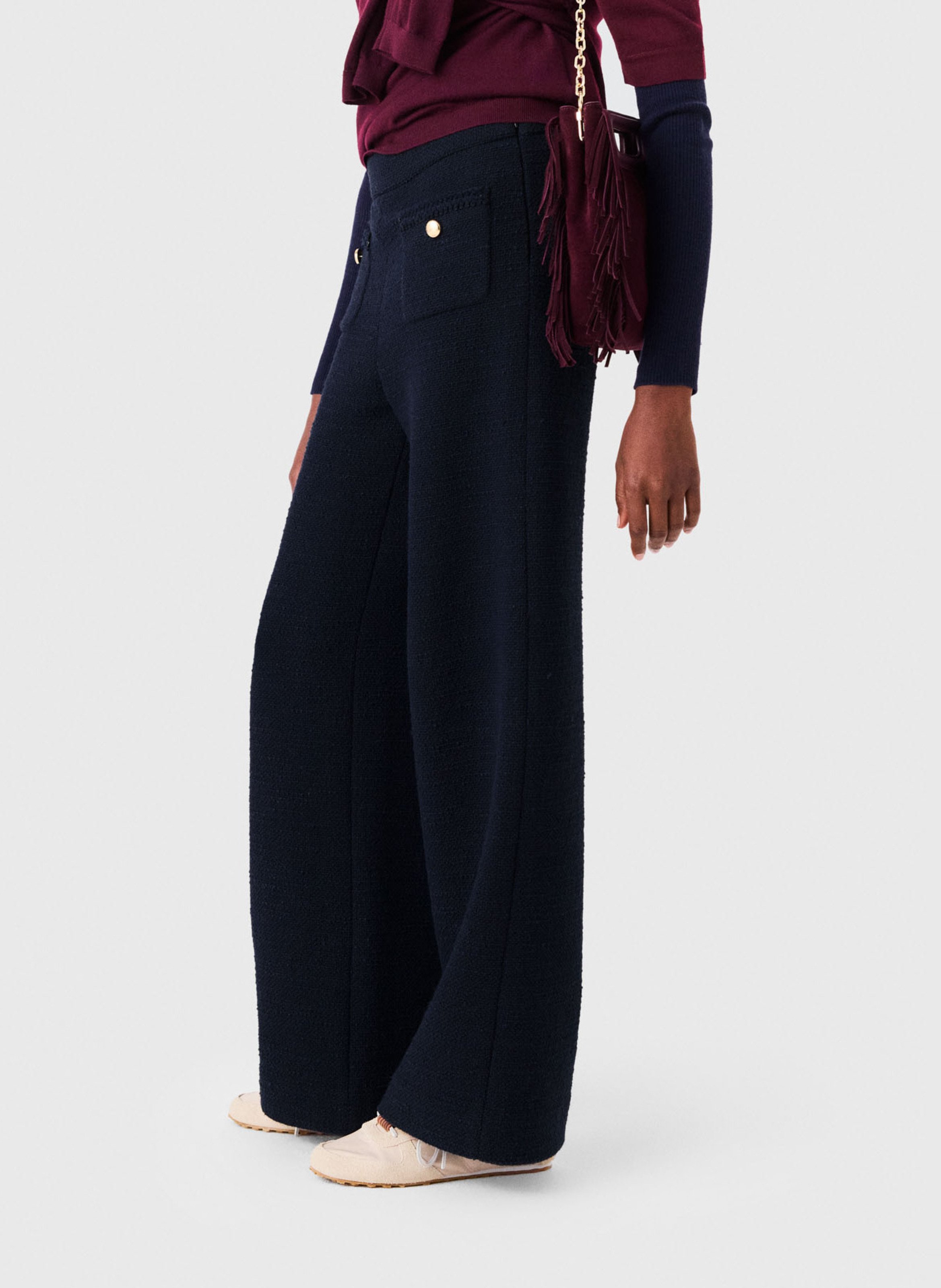 Pantalon droit jambes larges uni MAJE Bleu