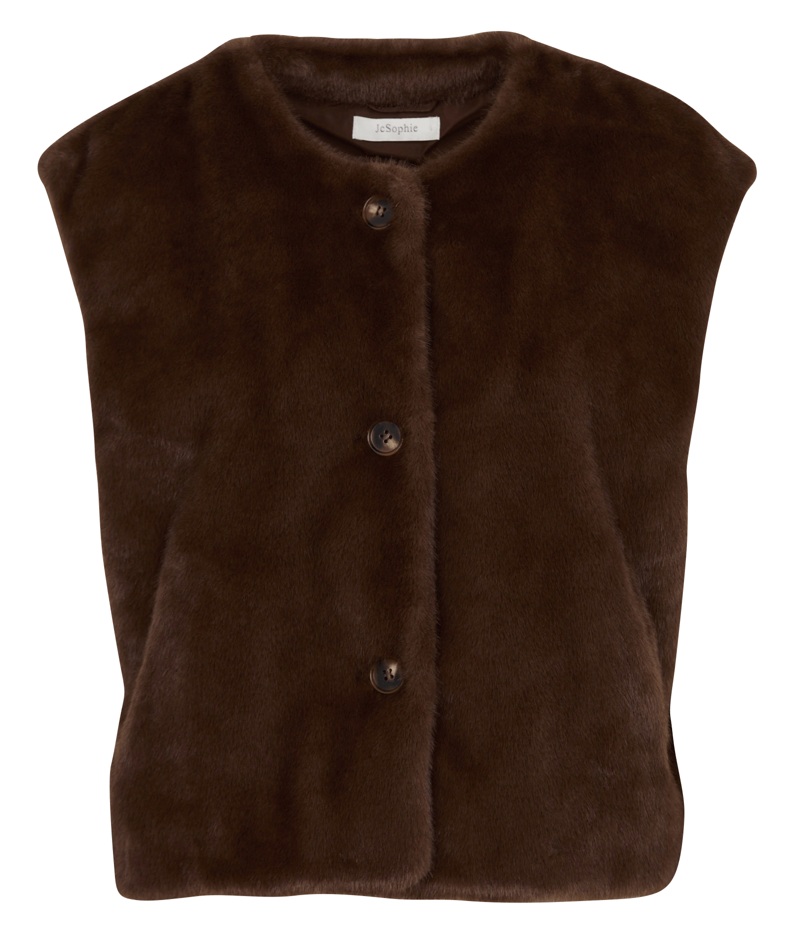 Fur-effect sleeveless jacket JC SOPHIE Brown