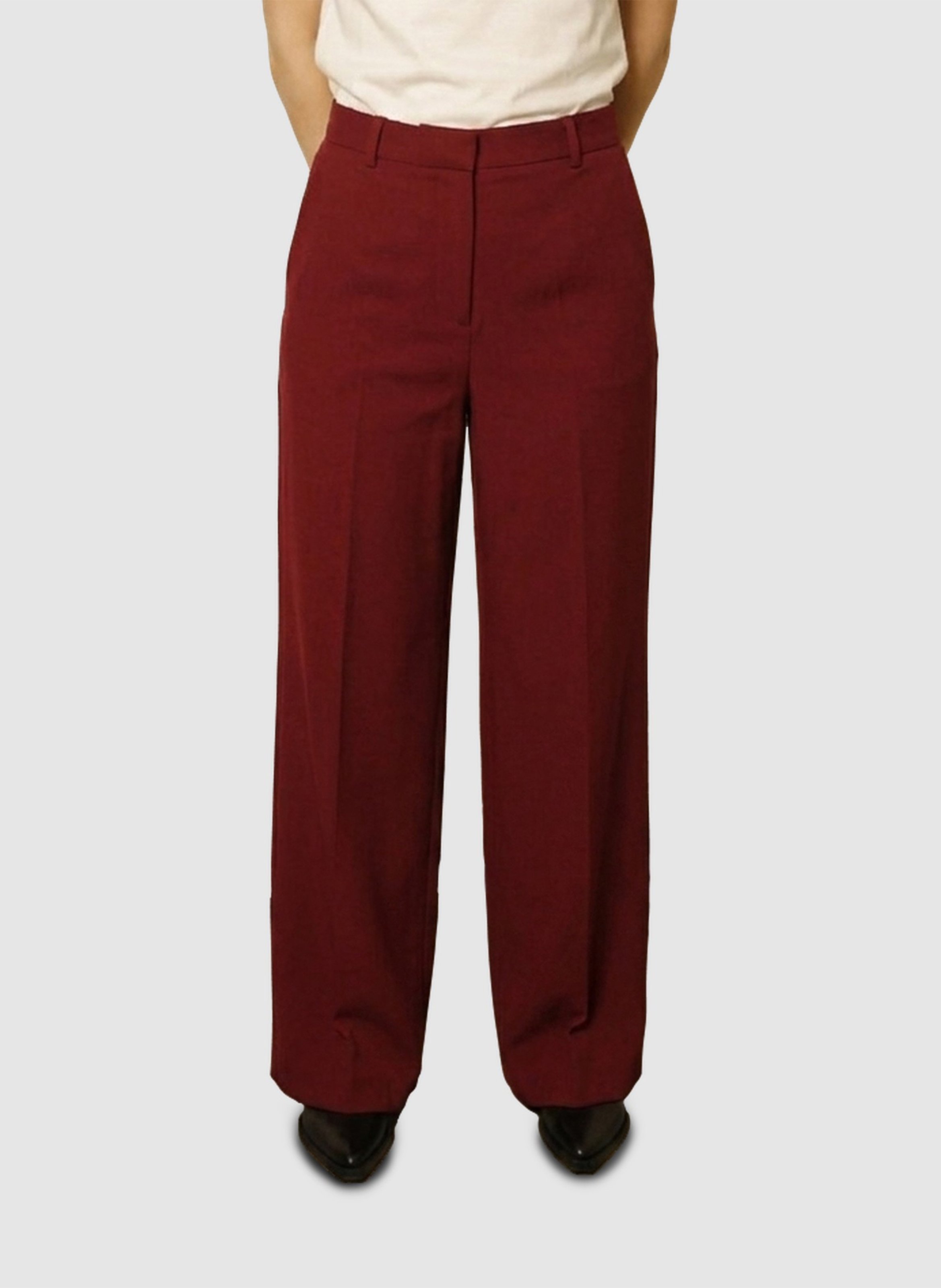 Pantalon de tailleur droit uni IKKS Rouge