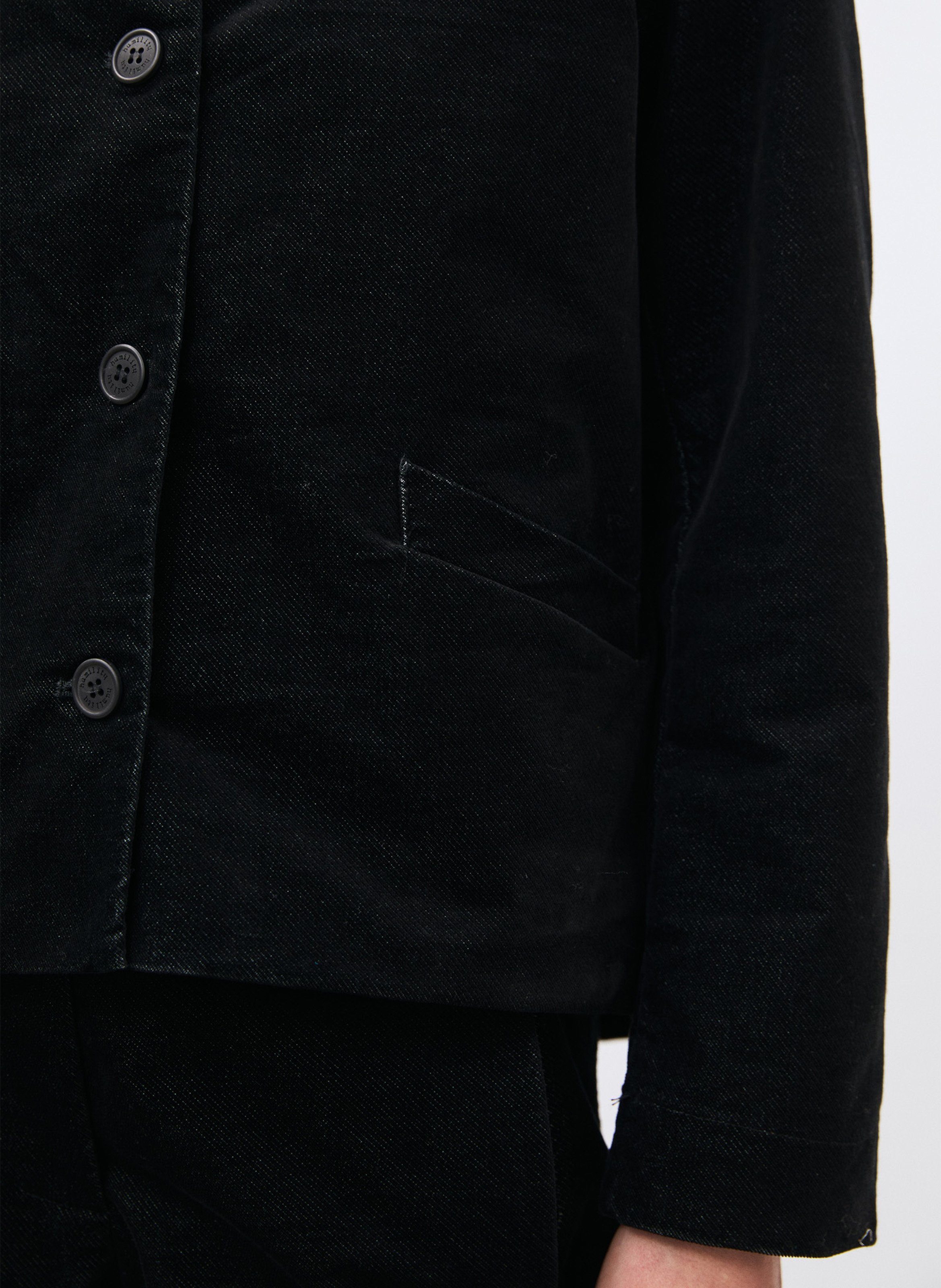 Veste droite en velours lisse HUMILITY Noir