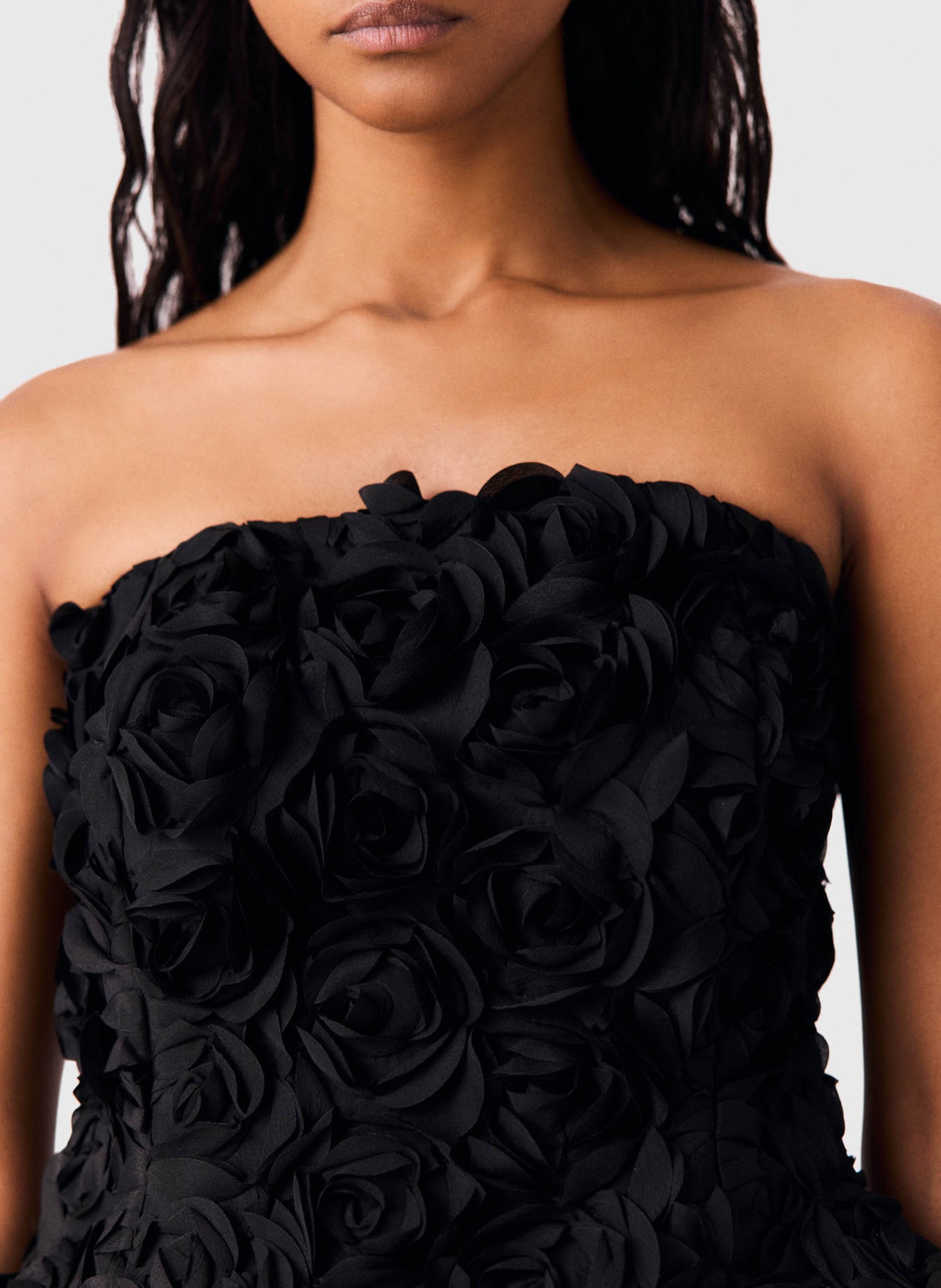 Top bustier versierd met bloemen MAJE Zwart
