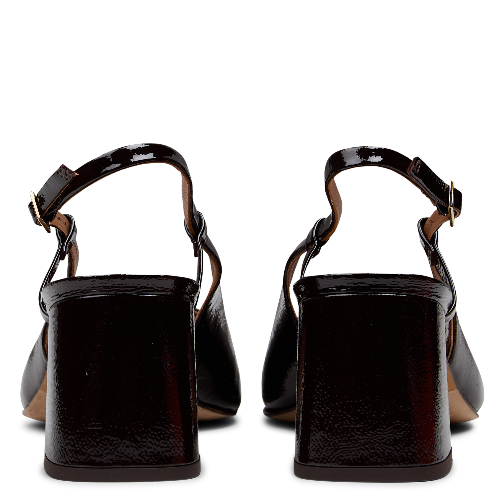 Escarpins slingback en cuir vernis BOBBIES Marron